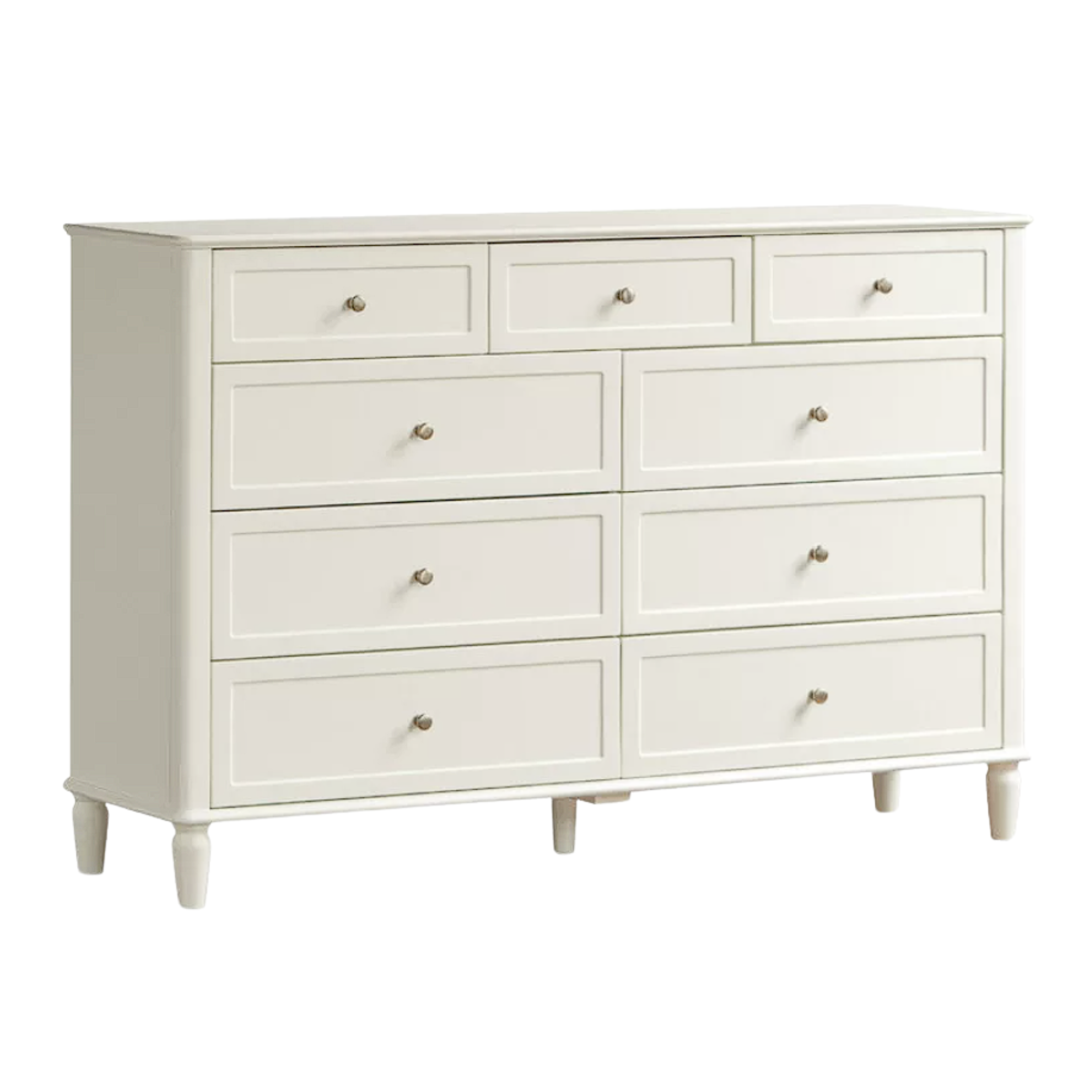 Rubberwood Solid Wood Bedroom Dresser with Elegant White Finish