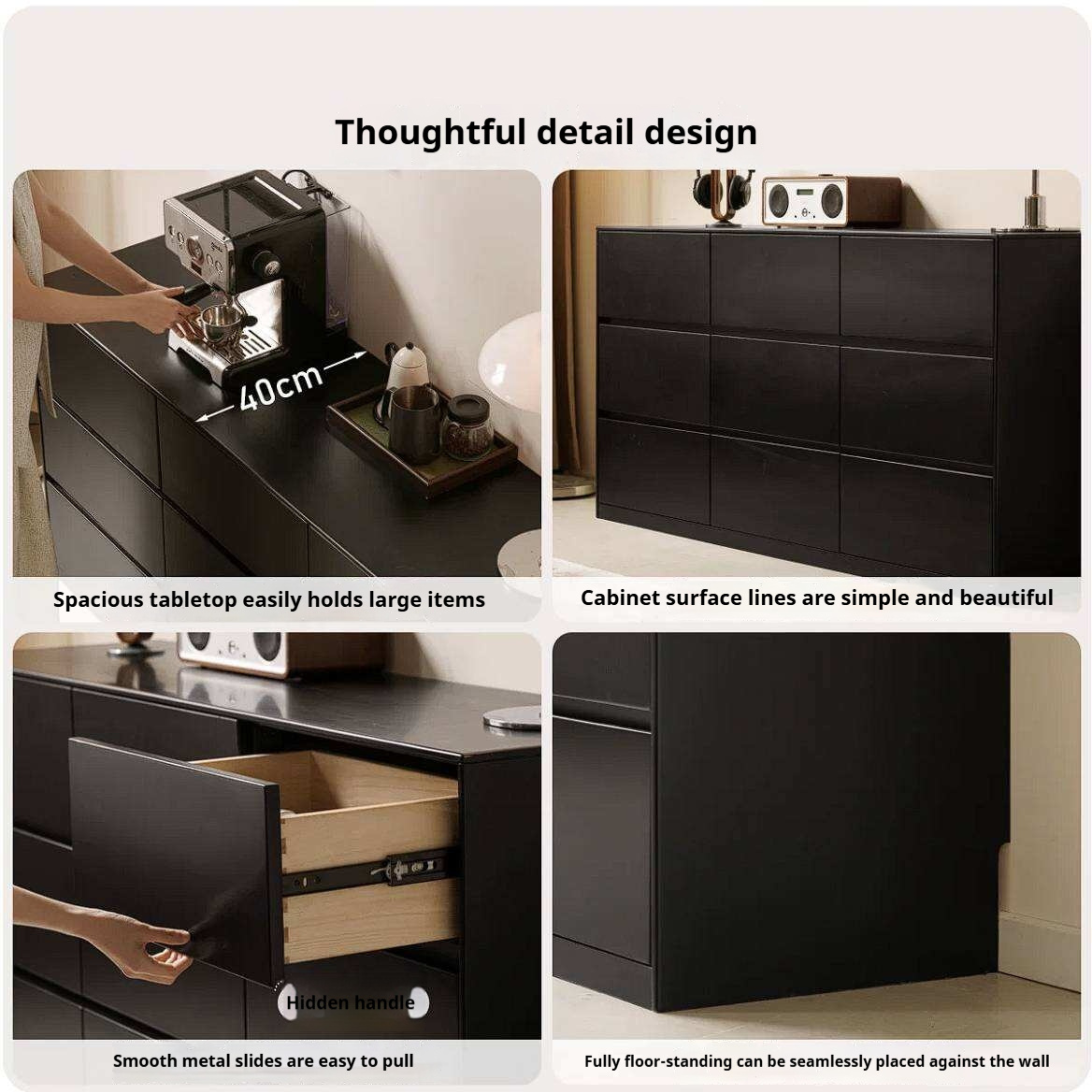 Rubberwood Solid Wood Chest of Drawers Deep Espresso Black dresser