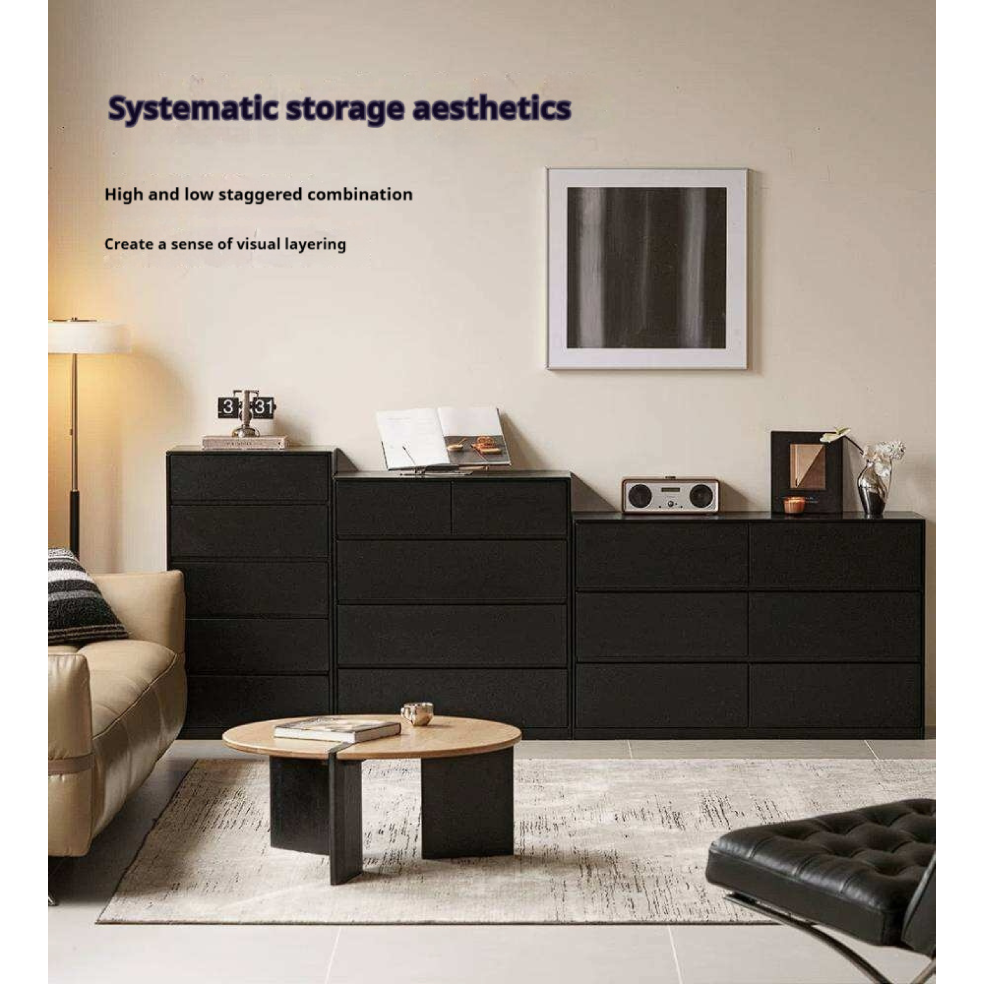 Rubberwood Solid Wood Chest of Drawers Deep Espresso Black dresser