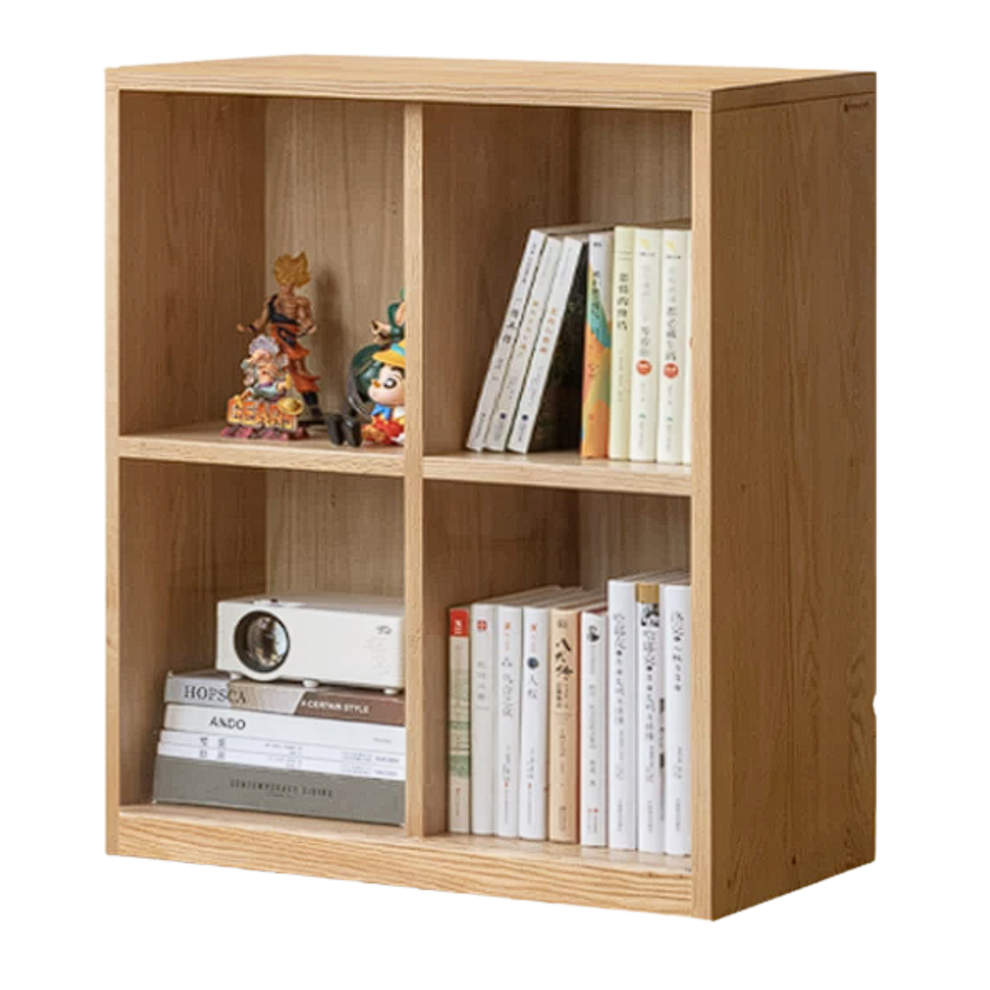 Black Walnut, Oak Solid Wood Low Bookcase, Modern Modular Storage Shelf Cabinet