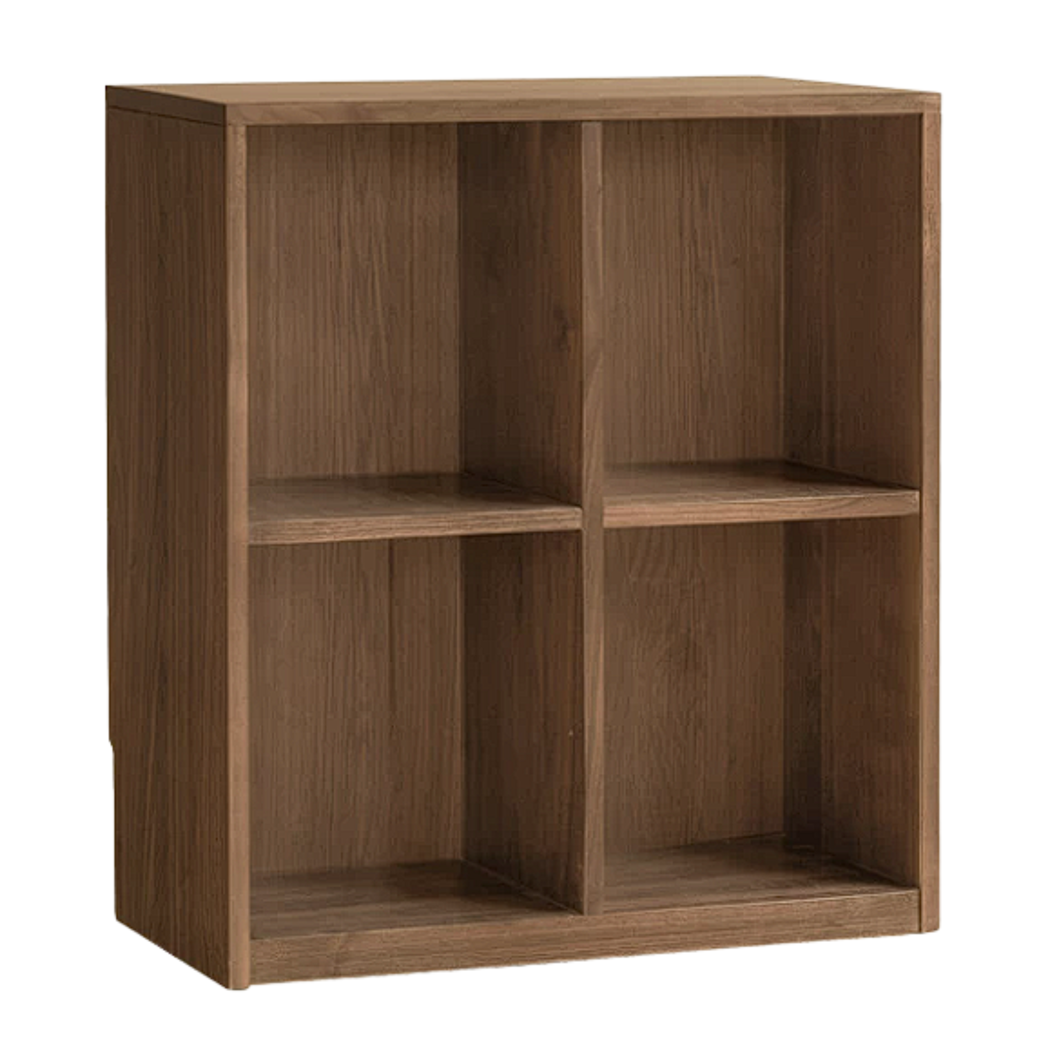 Black Walnut, Oak Solid Wood Low Bookcase, Modern Modular Storage Shelf Cabinet