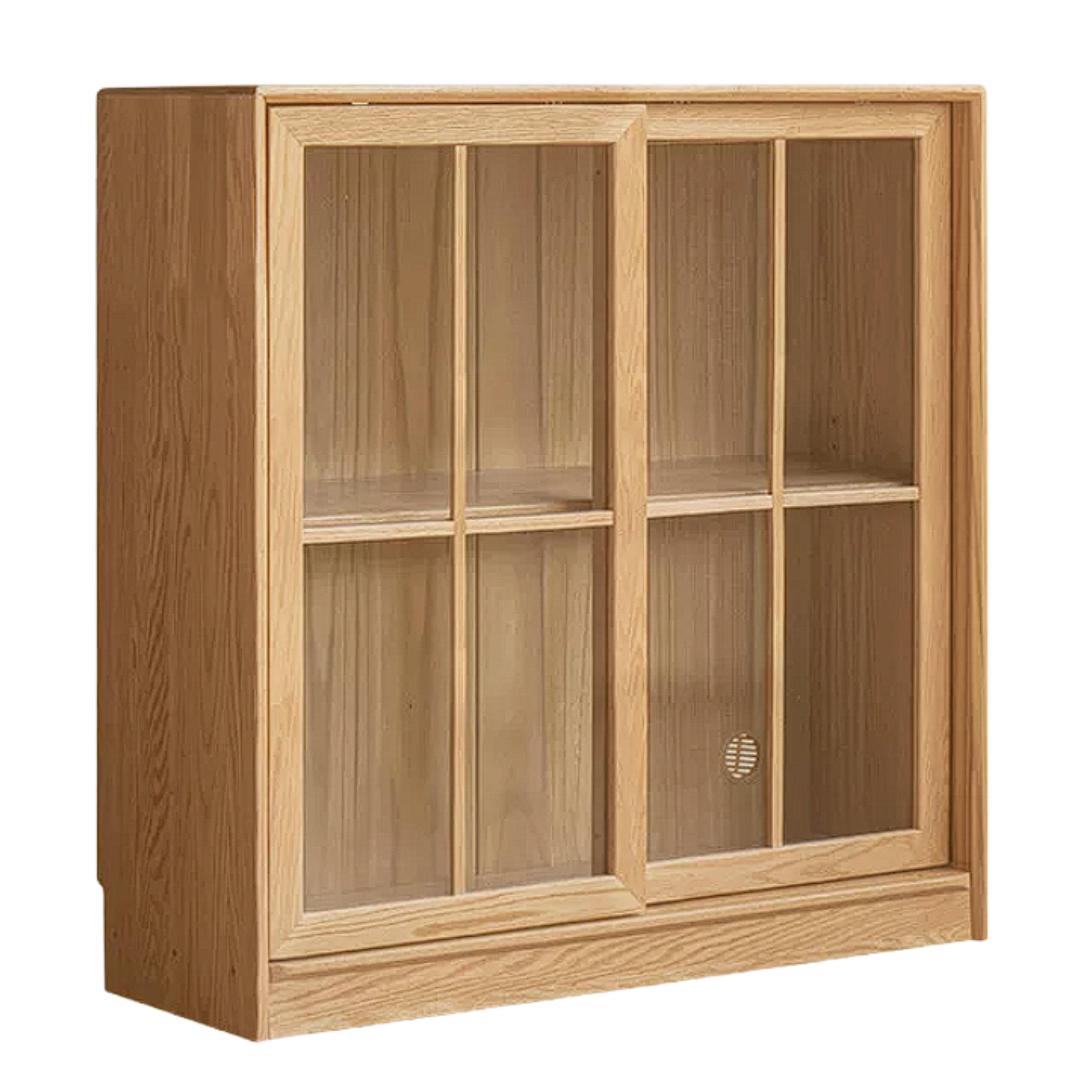 Oak, Beech Solid Wood Bookcase Floor to Floor Free Combination Sliding Door
