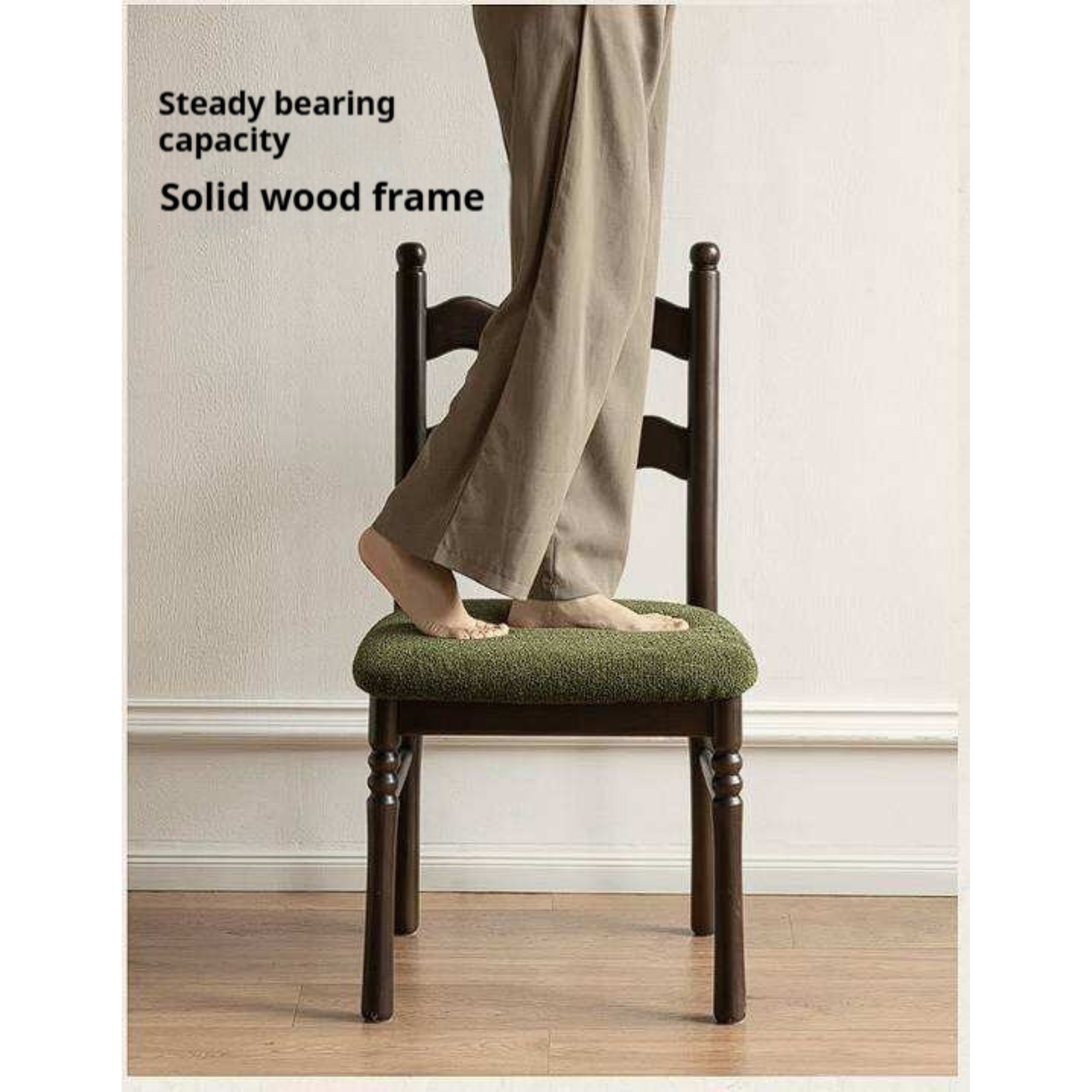 4 pcs-Beech, Ash Solid Wood French Retro Chair with Removable Washable Cushion