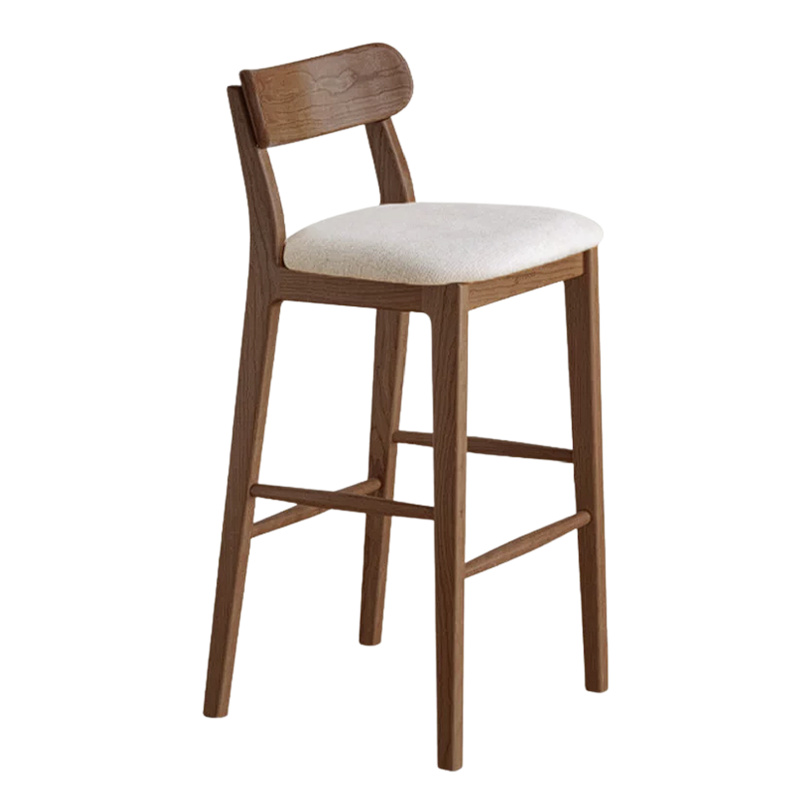 Set 3 pcs Cherry, Ash Solid Wood Modern Bar Stool, Height Chair for Kitchen Island