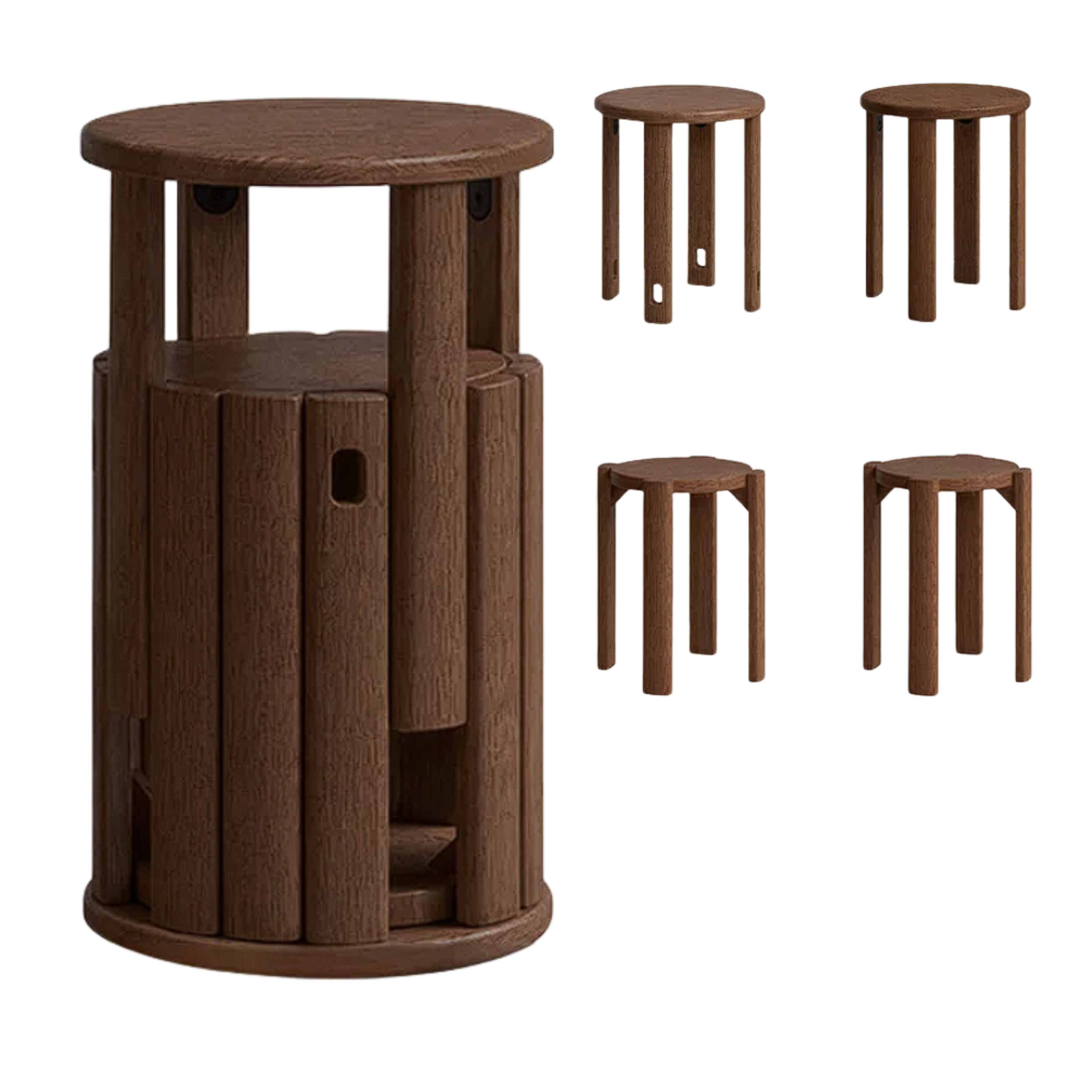 Black Walnut, Ash, Oak, Solid Rubberwood Solid Wood Stacking Stool