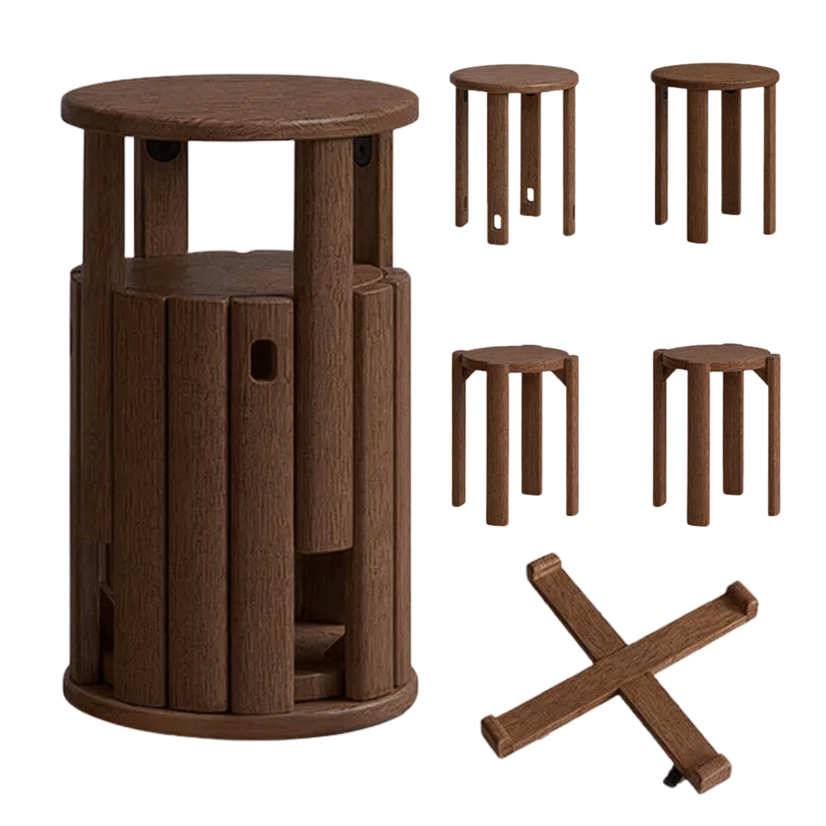 Black Walnut, Ash, Oak, Solid Rubberwood Solid Wood Stacking Stool