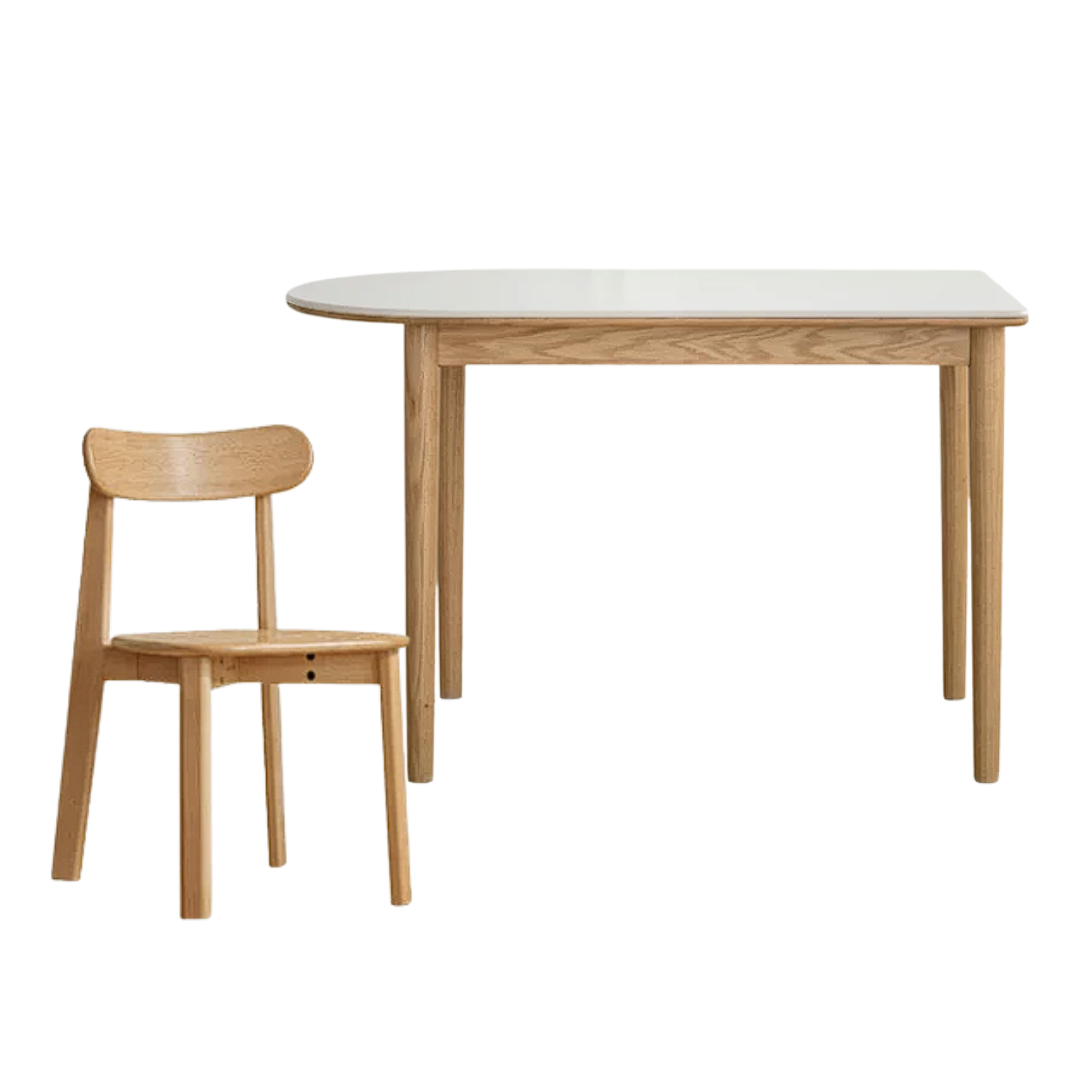 Oak, Beech Solid Wood Rock Slab Semi-Circular Dining Table