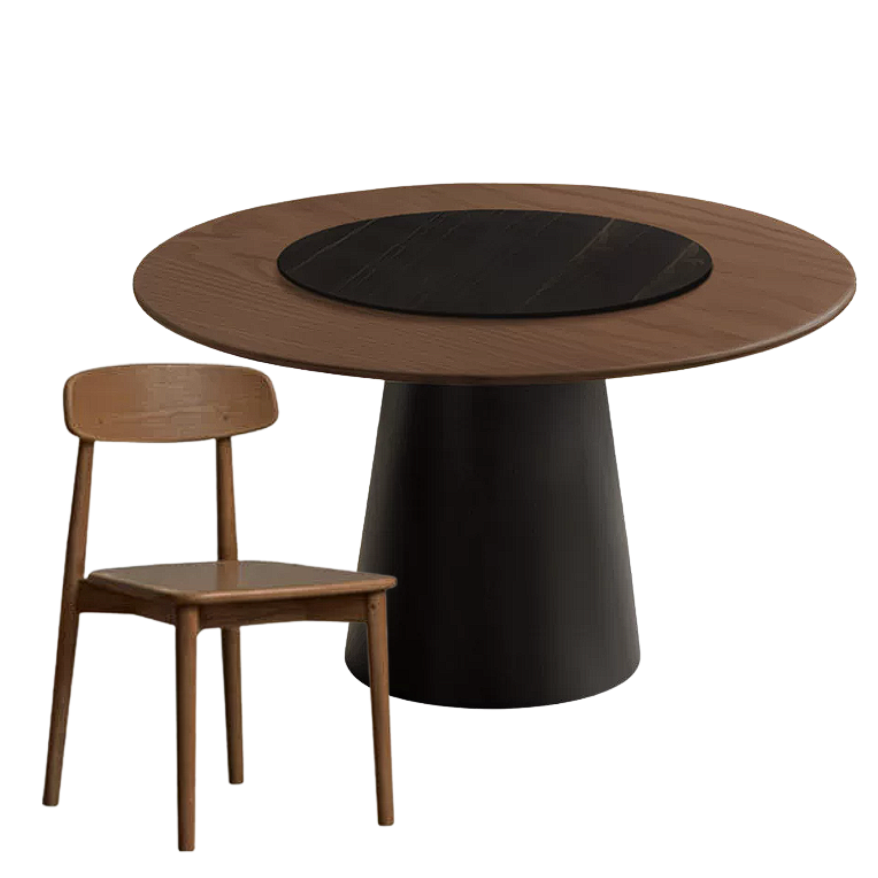 Black Walnut, Oak Solid Wood, Golden Pearwood, Sandalwood Rock Slab Round Dining Table