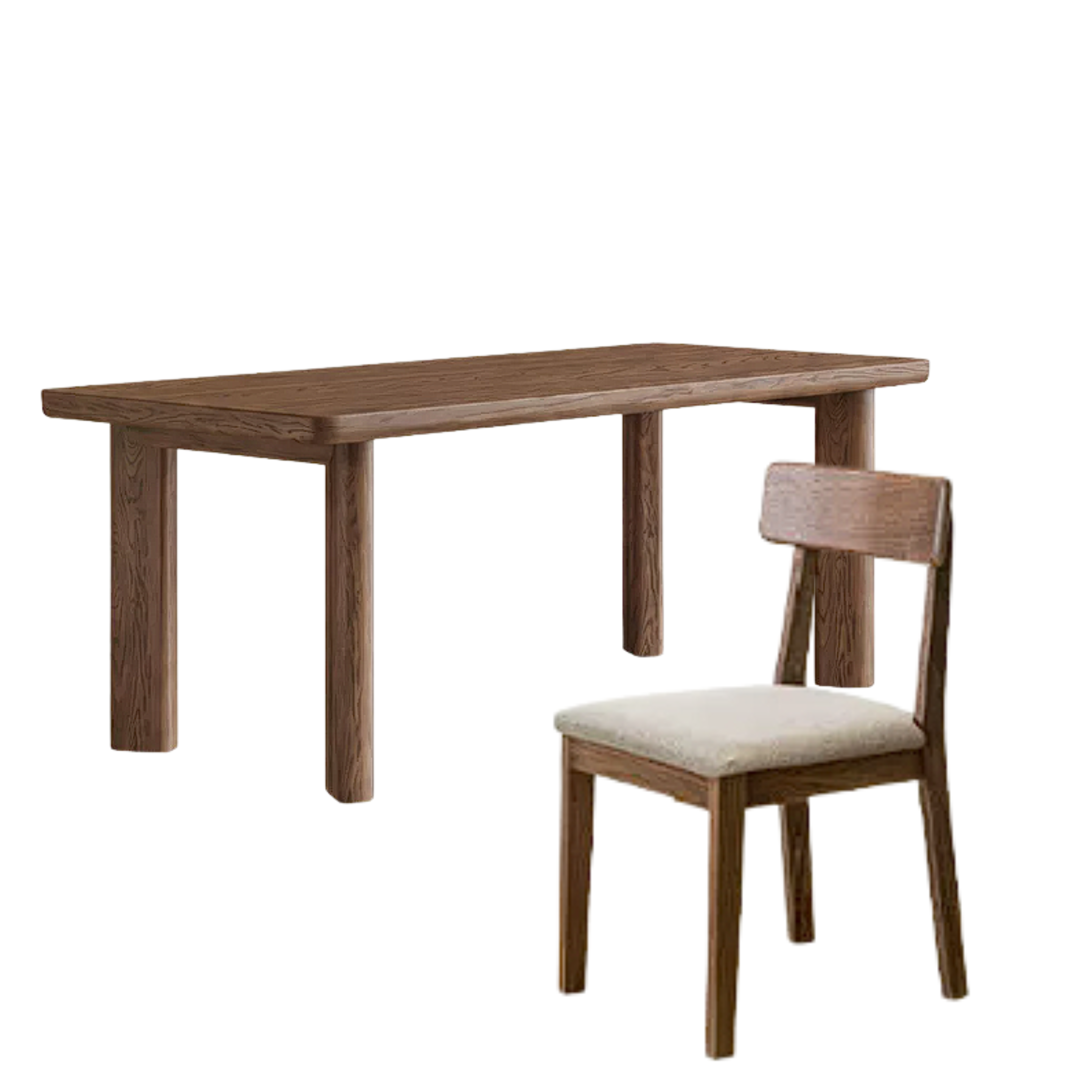 Oak Solid Wood Large Log Style Dining Table