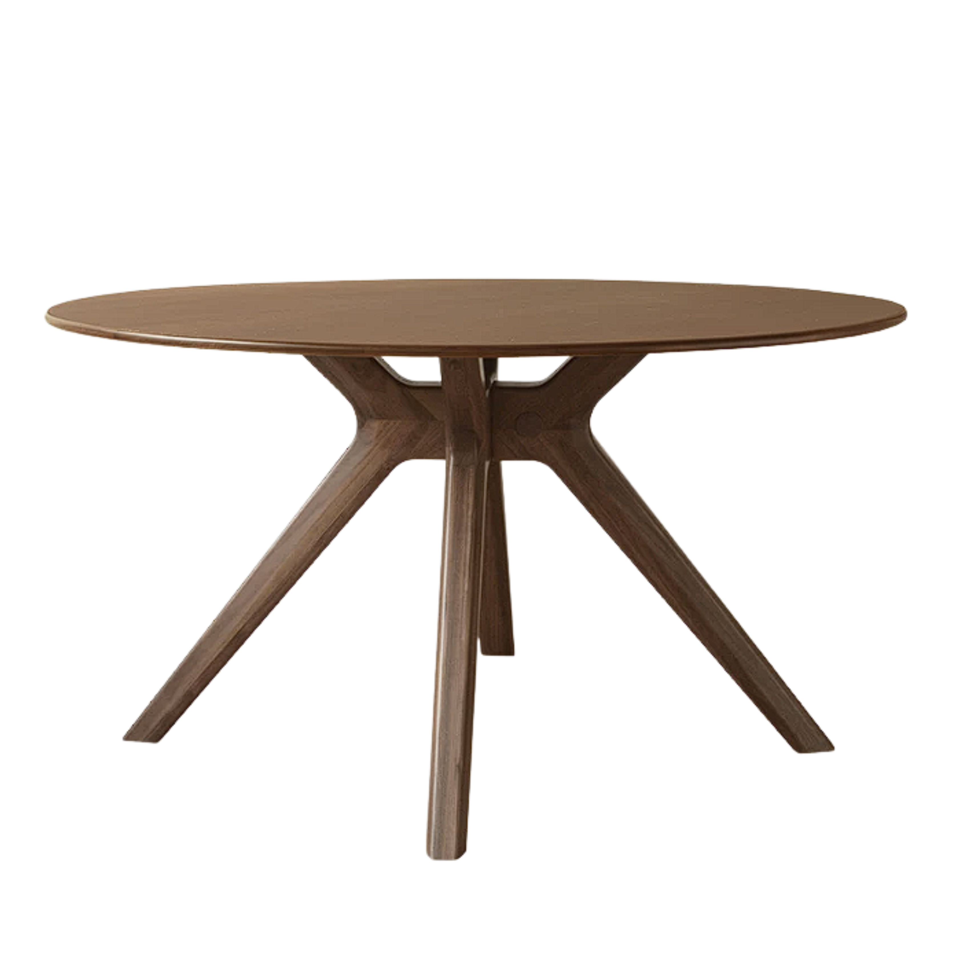 Black Walnut Solid Wood Rock Board Round Table With Turntable