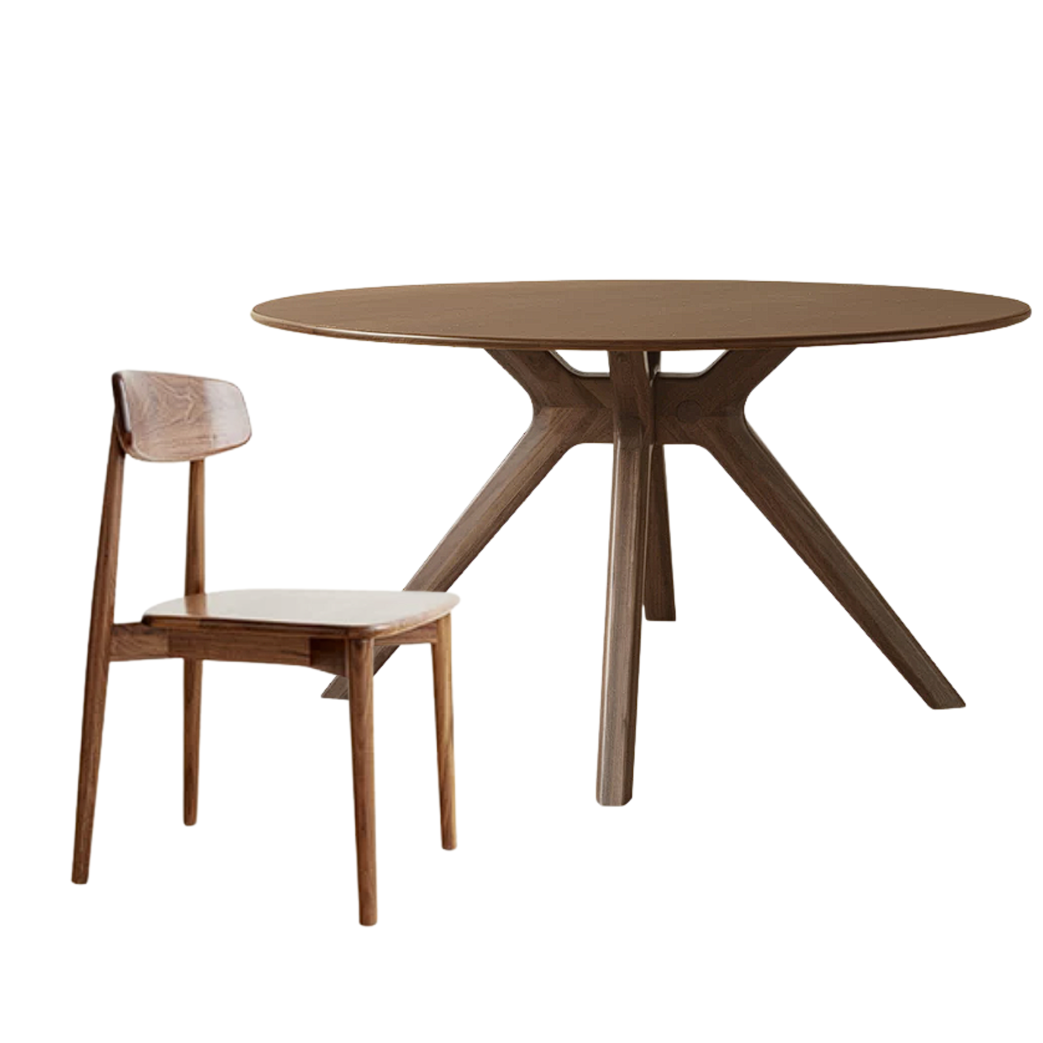 Black Walnut Solid Wood Rock Board Round Table With Turntable