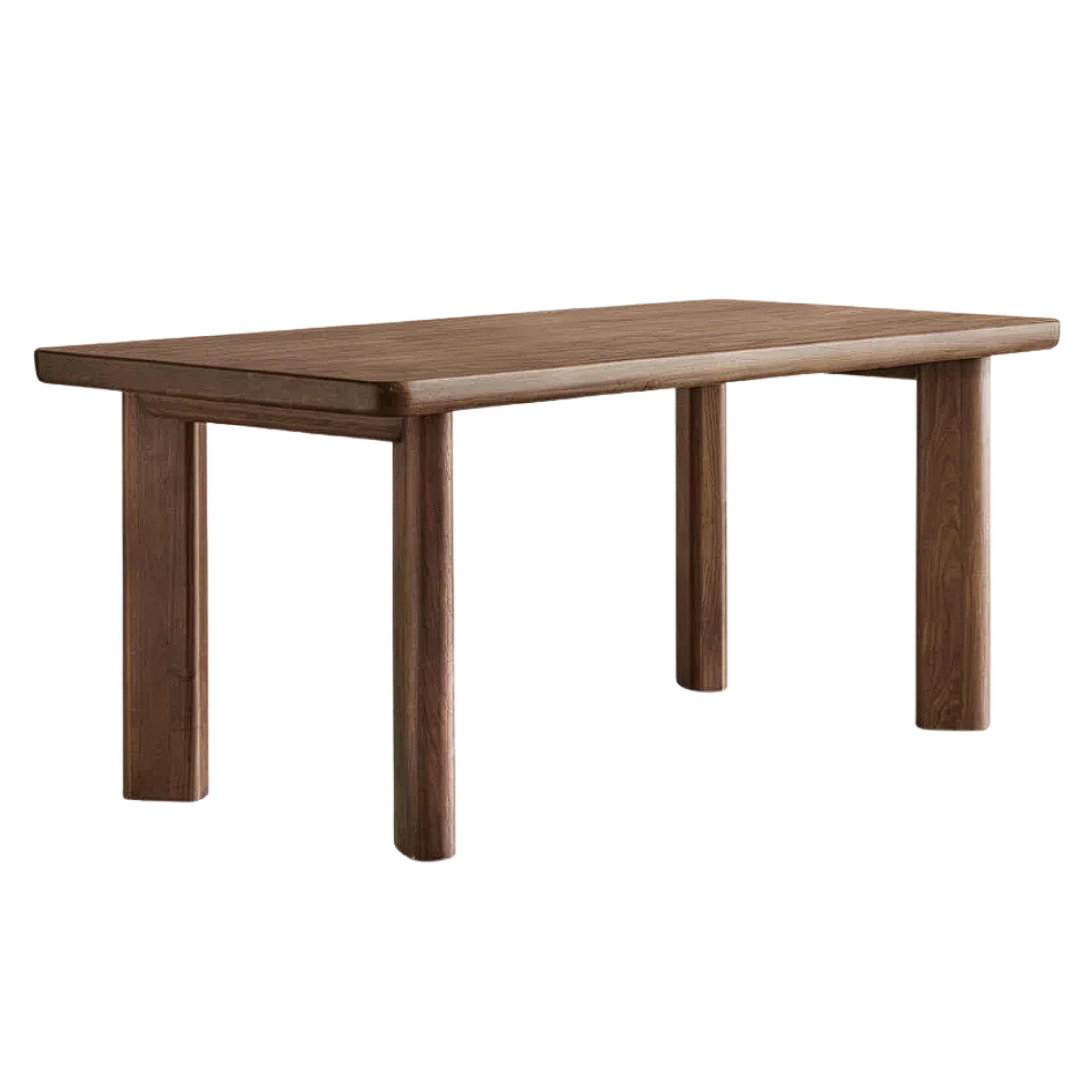 Black Walnut Solid Wood Rectangular Dining Table with Round Legs