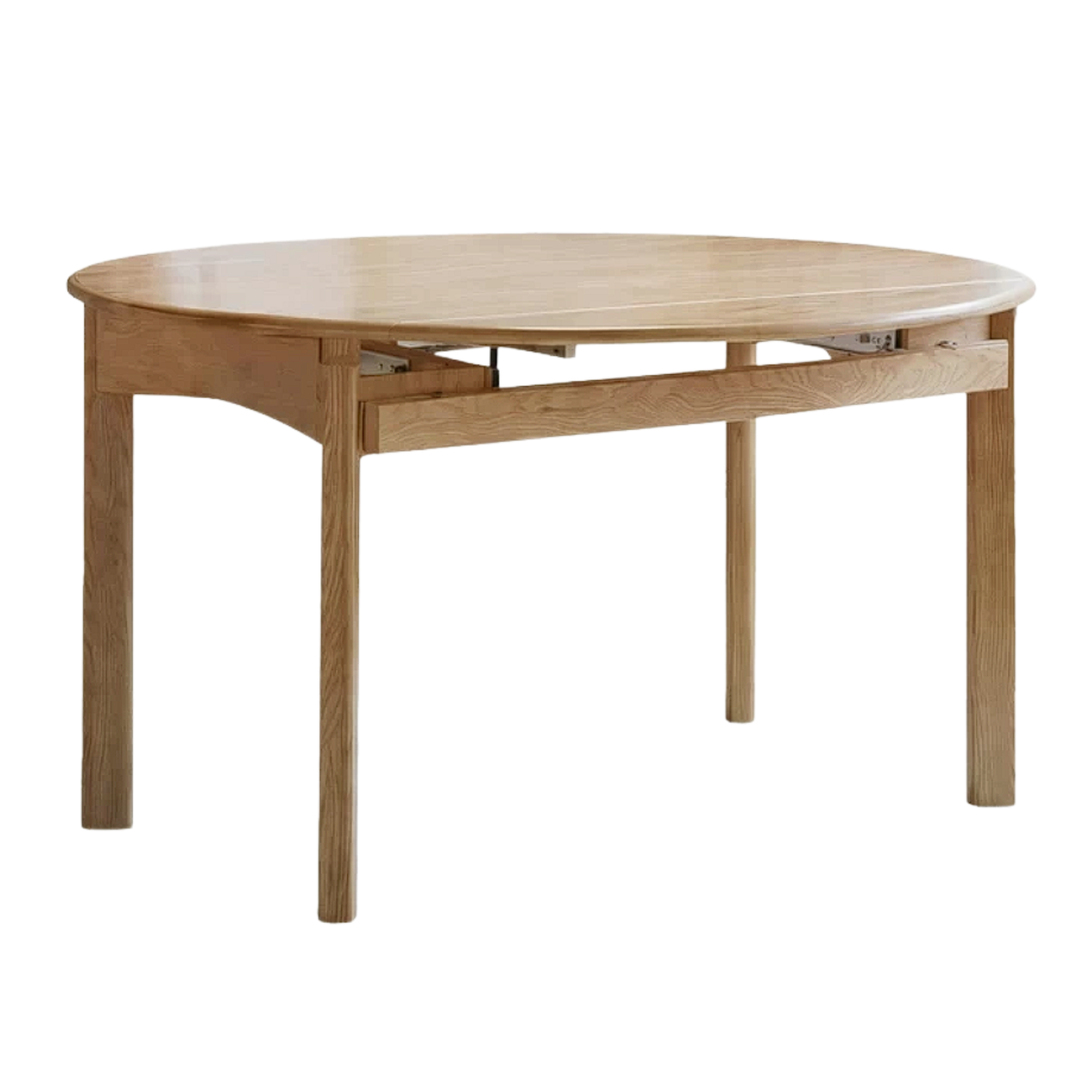 Black Walnut, Ash, White Ash Solid Wood Folding Dining Table with Rock Plate Round Top