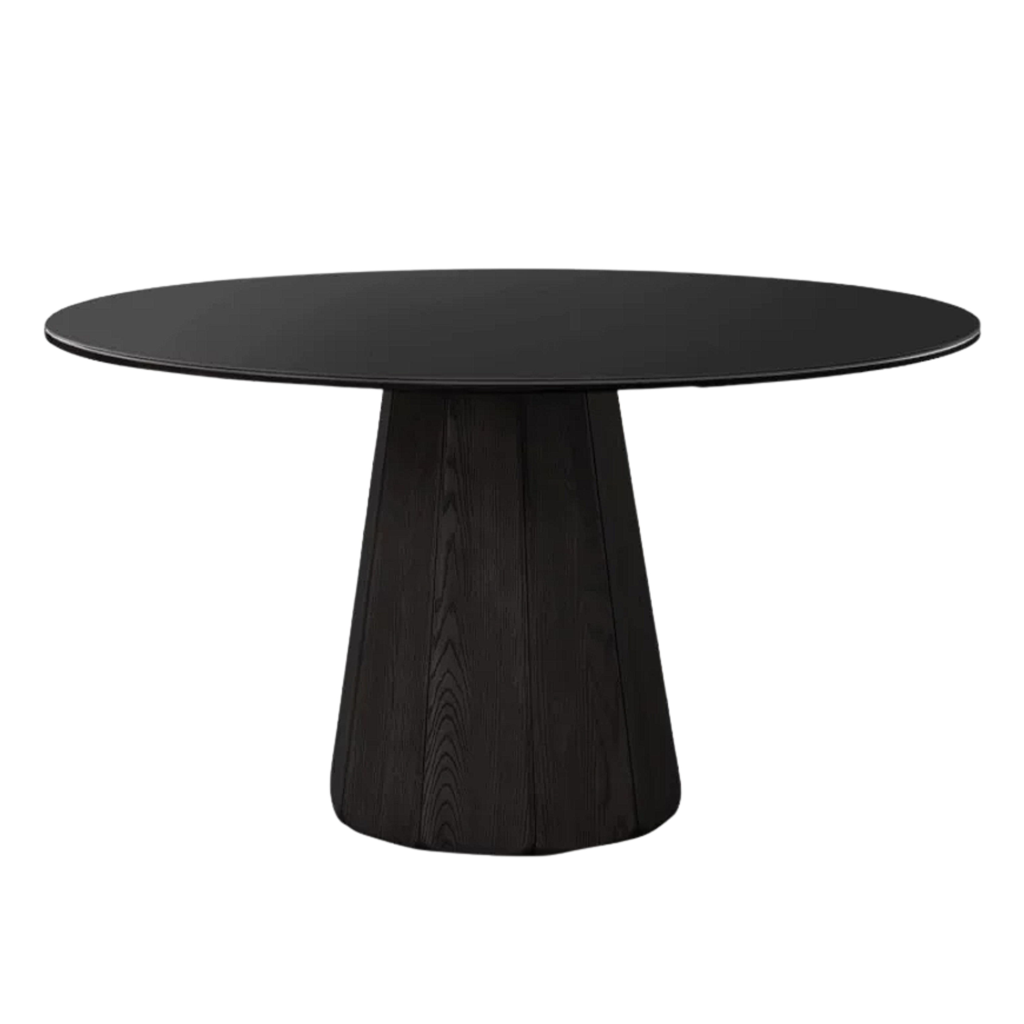 Ash Solid Wood Dining Table with Slate Top, Mid Century Round Design