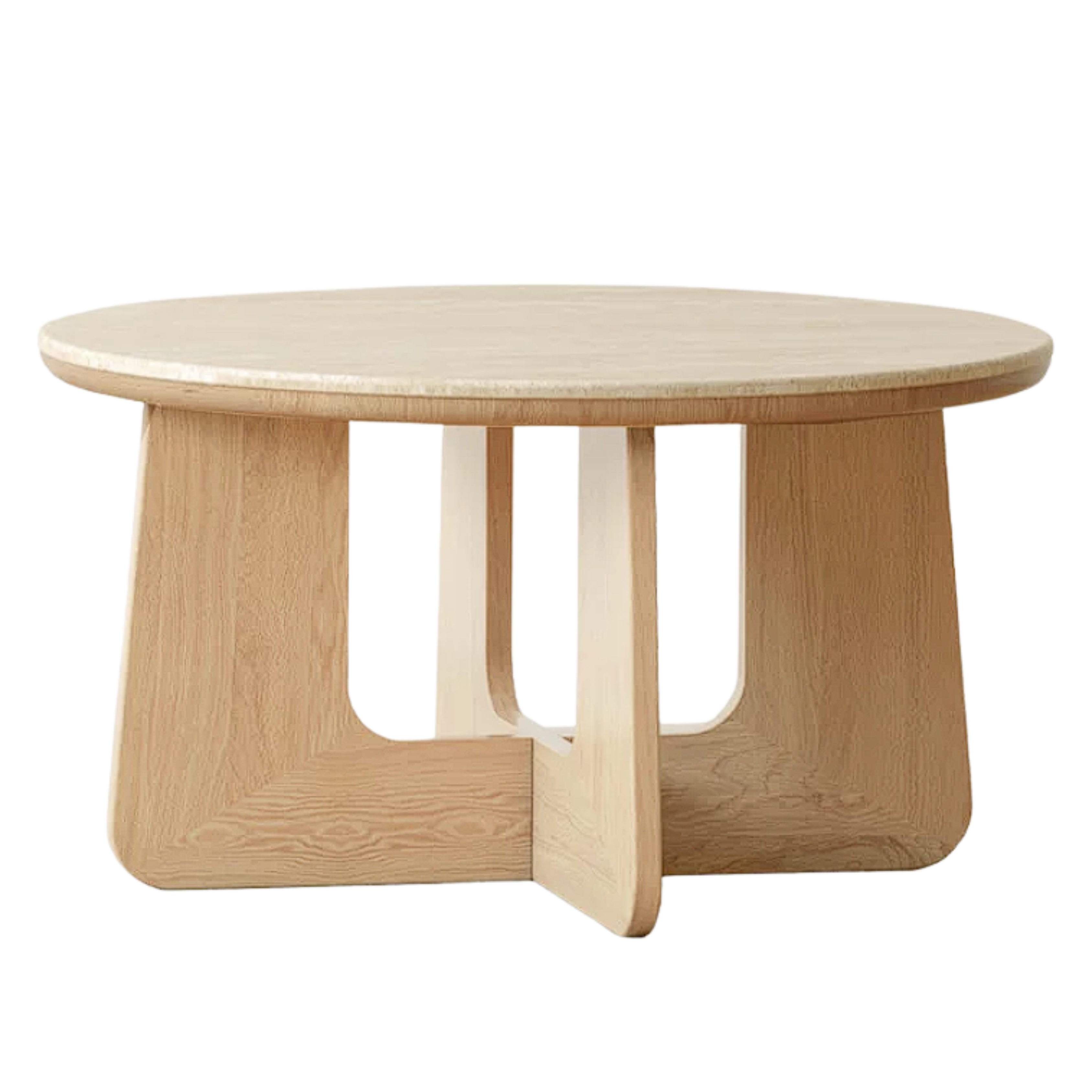 Cherry, Oak Solid Wood Rock Plate Round Coffee Table