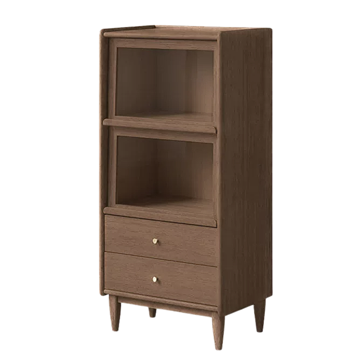Sandalwood, Black Walnut, Oak Solid Wood Side Cabinet Flip Door LED Lights