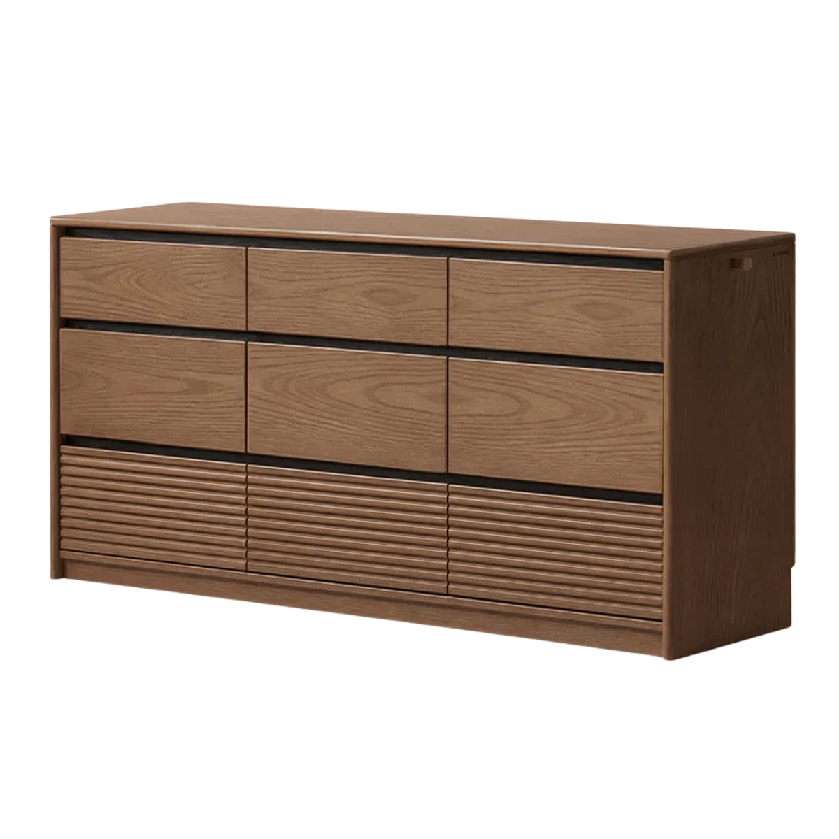 Ash Solid Wood Dresser with Black Trim