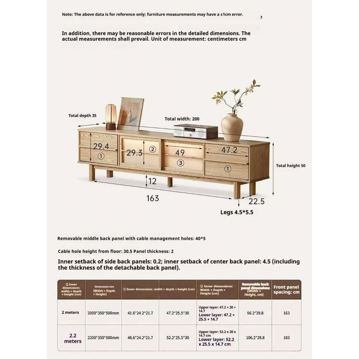 Ash Solid Wood Japanese Shoji-Style TV Console with LED Ambient Lighting