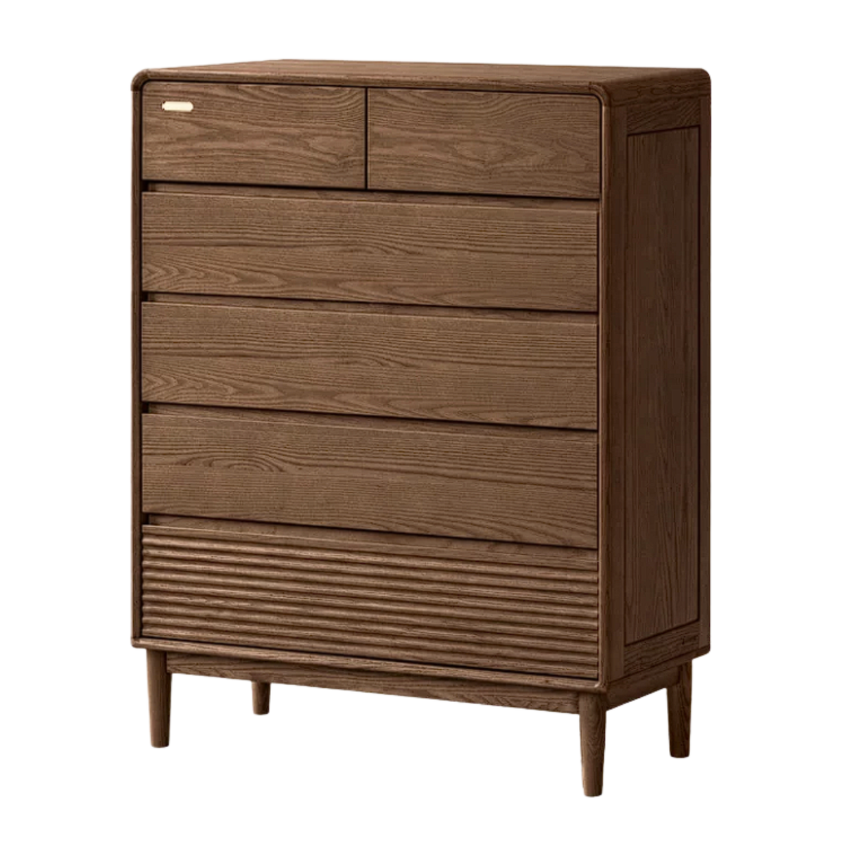 Ash, Solid Longan Hardwood Modular Dresser with Reeded Lower Drawer Fronts and Rounded Top Edges