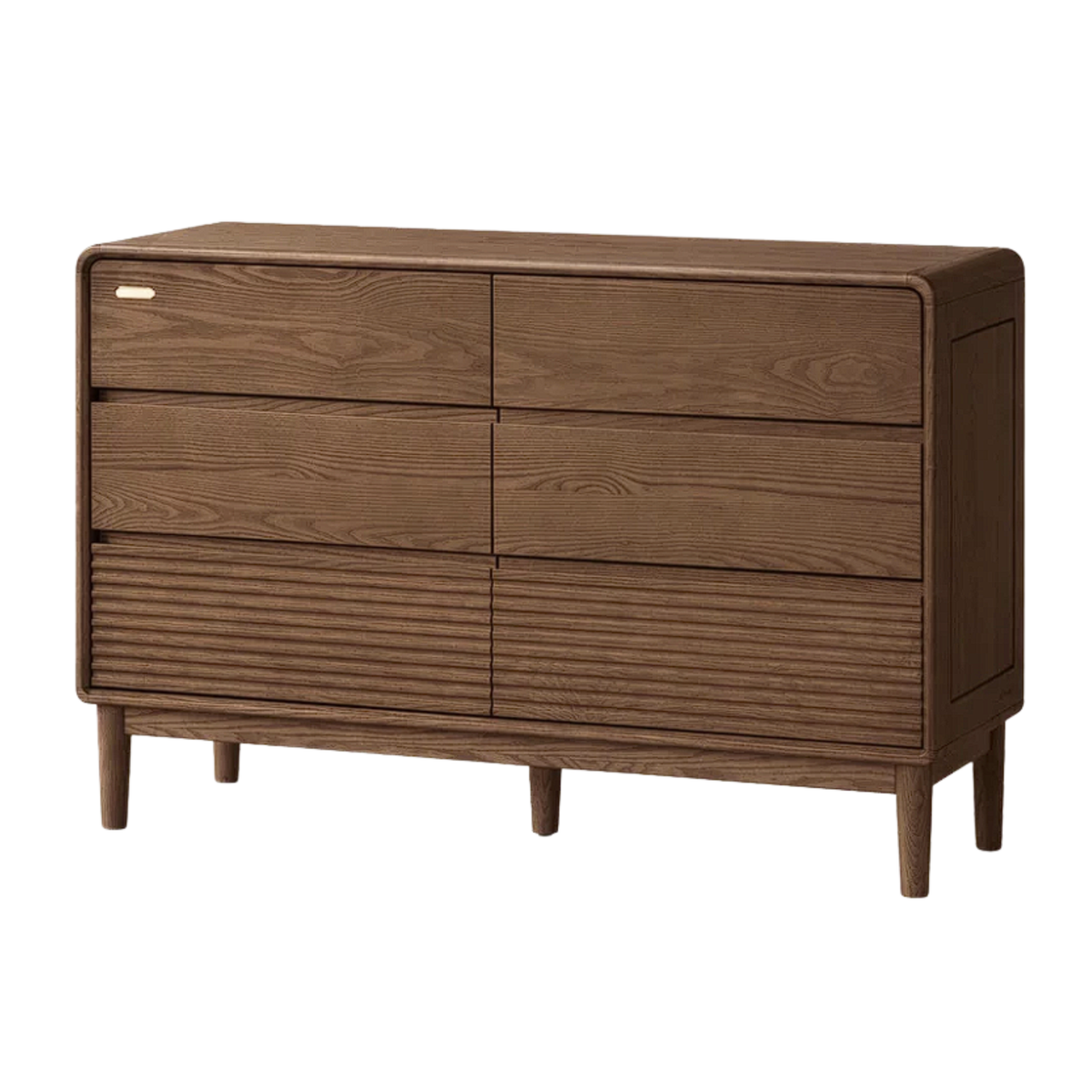 Ash, Solid Longan Hardwood Modular Dresser with Reeded Lower Drawer Fronts and Rounded Top Edges