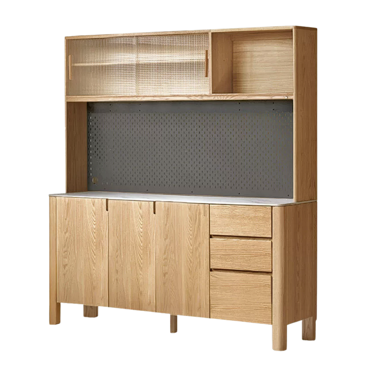 Oak Solid Wood Rock Board Dinner Cabinet