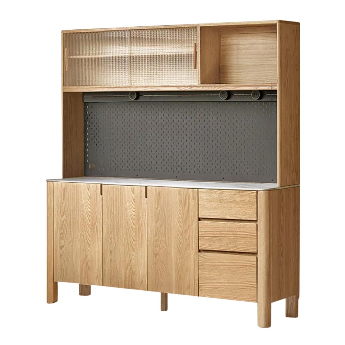Oak Solid Wood Rock Board Dinner Cabinet
