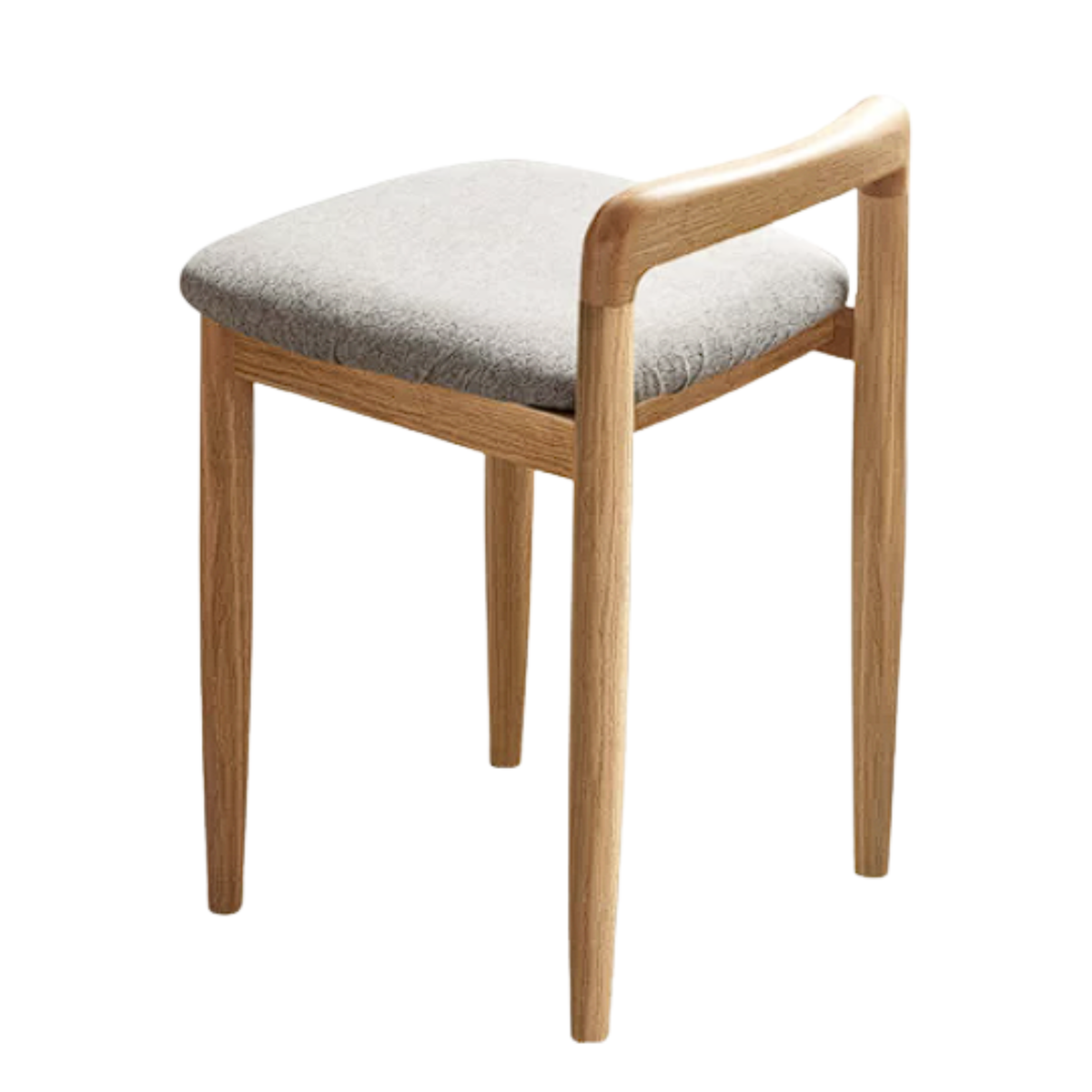 Oak, Cherry, Beech Solid Wood Upholstered Vanity Stool with Curved Wood Back
