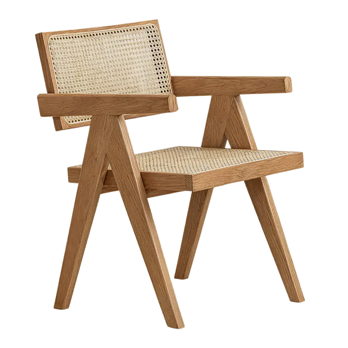 Ash, Oak, Burmese Teak Wood, Black Walnut, Beech Solid Wood Retro Rattan Chair