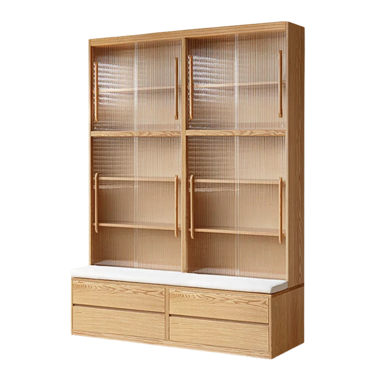 Ash, Oak Solid Wood Modern Combination Bookcase Integrated Card Seat