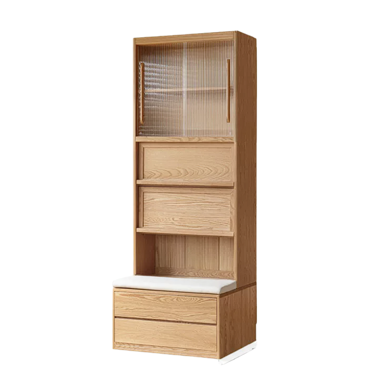 Ash, Oak Solid Wood Modern Combination Bookcase Integrated Card Seat