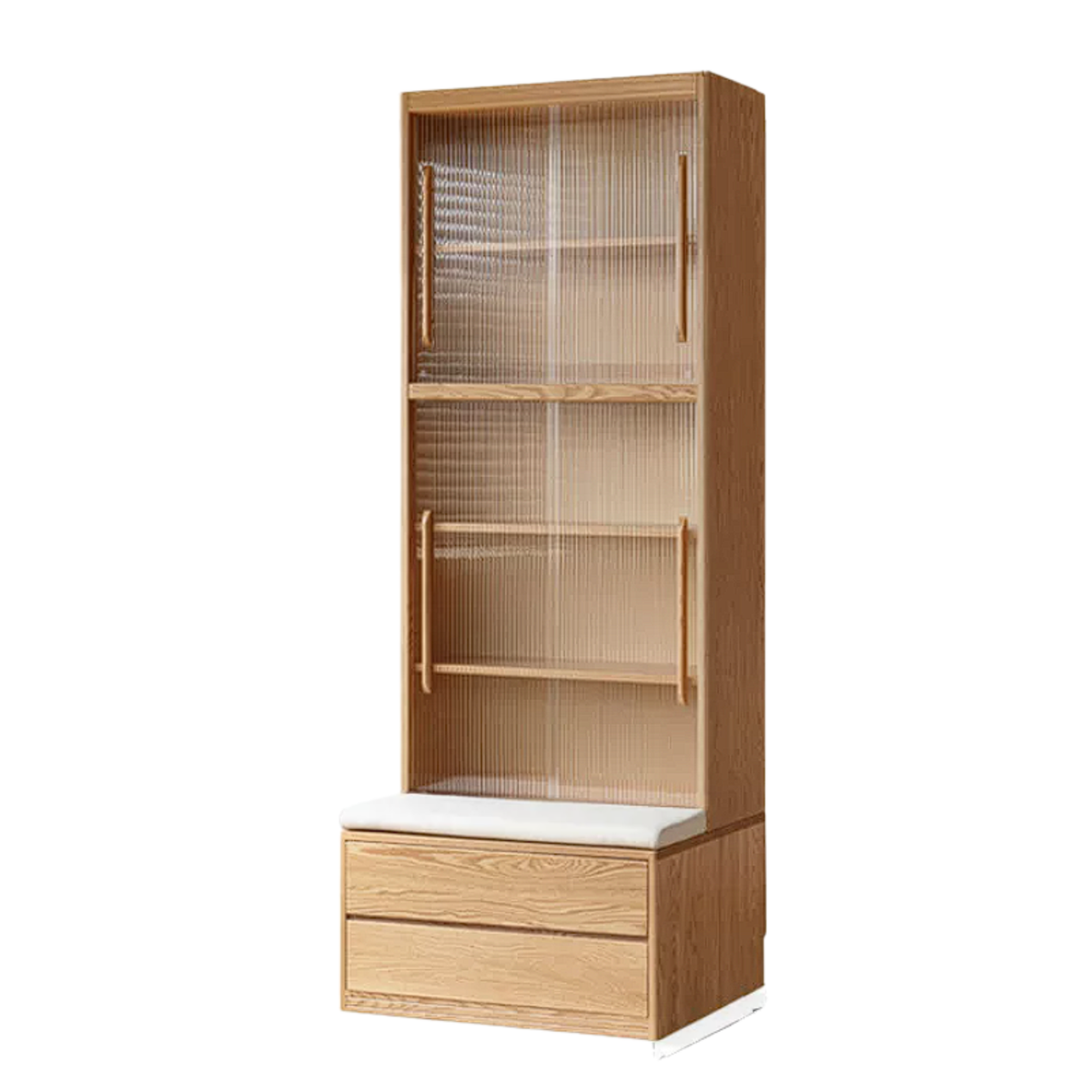 Ash, Oak Solid Wood Modern Combination Bookcase Integrated Card Seat