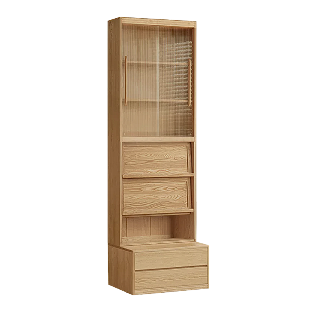 Ash, Oak Solid Wood Modern Combination Bookcase Integrated Card Seat