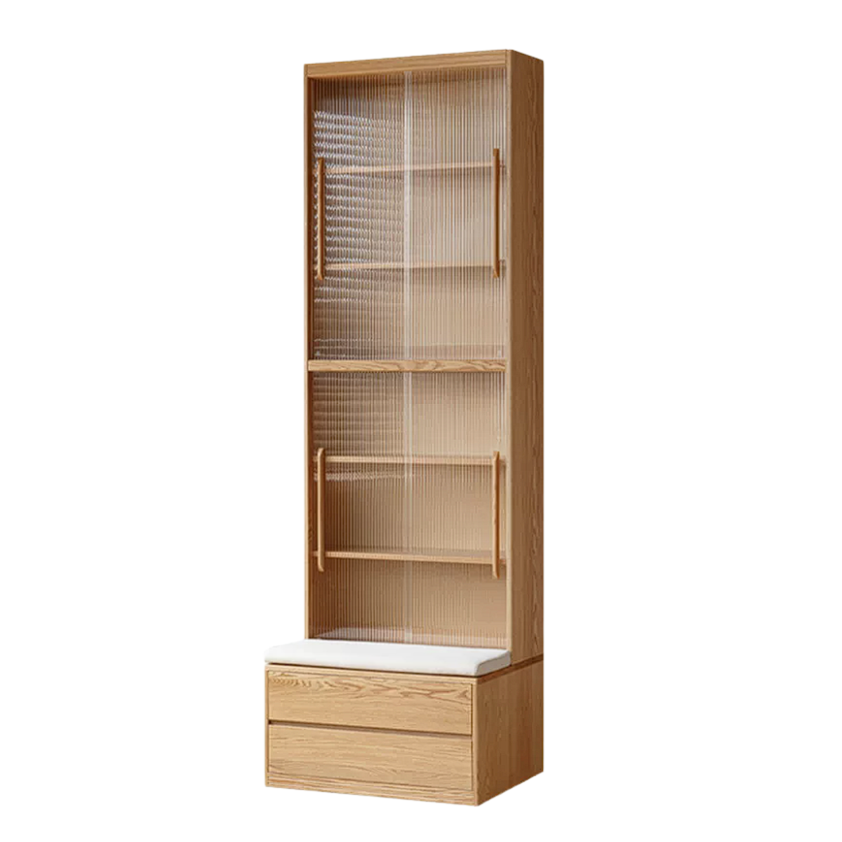 Ash, Oak Solid Wood Modern Combination Bookcase Integrated Card Seat