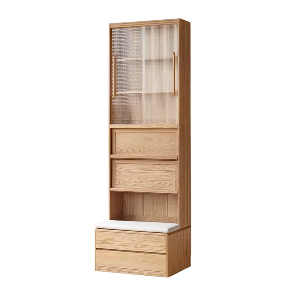 Ash, Oak Solid Wood Modern Combination Bookcase Integrated Card Seat