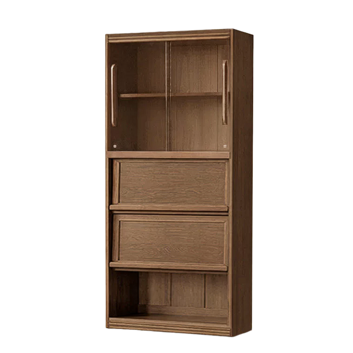 Black Walnut, Oak, Ash Solid Wood Floor-Standing Bookcase with Luxury Storage Cabinet