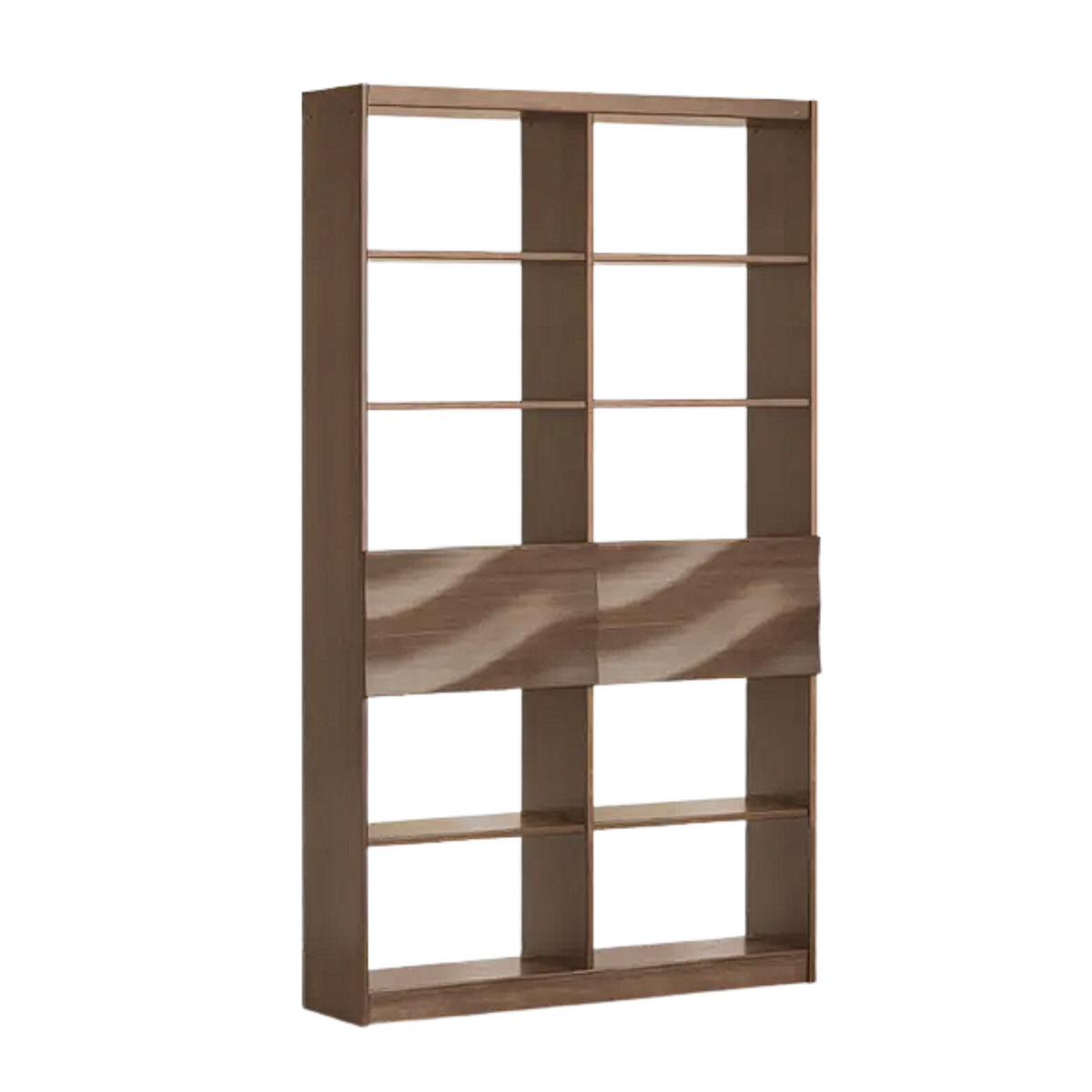 Black Walnut, Golden Sandalwood Solid Wood Bookshelf with Combination Storage and Display Shelves