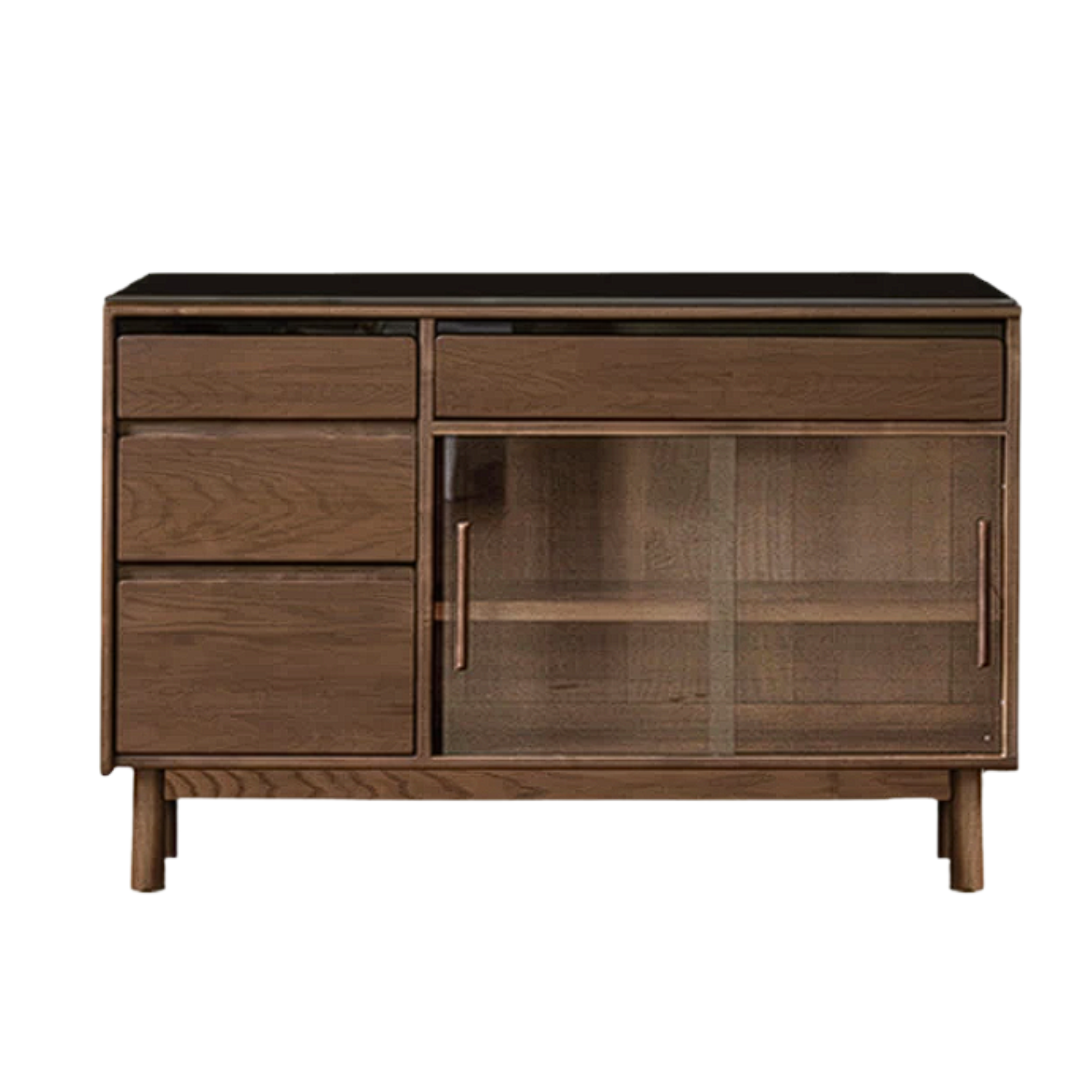 Black Walnut, Sandalwood Solid Wood Light Luxury Rock Plate Sideboard