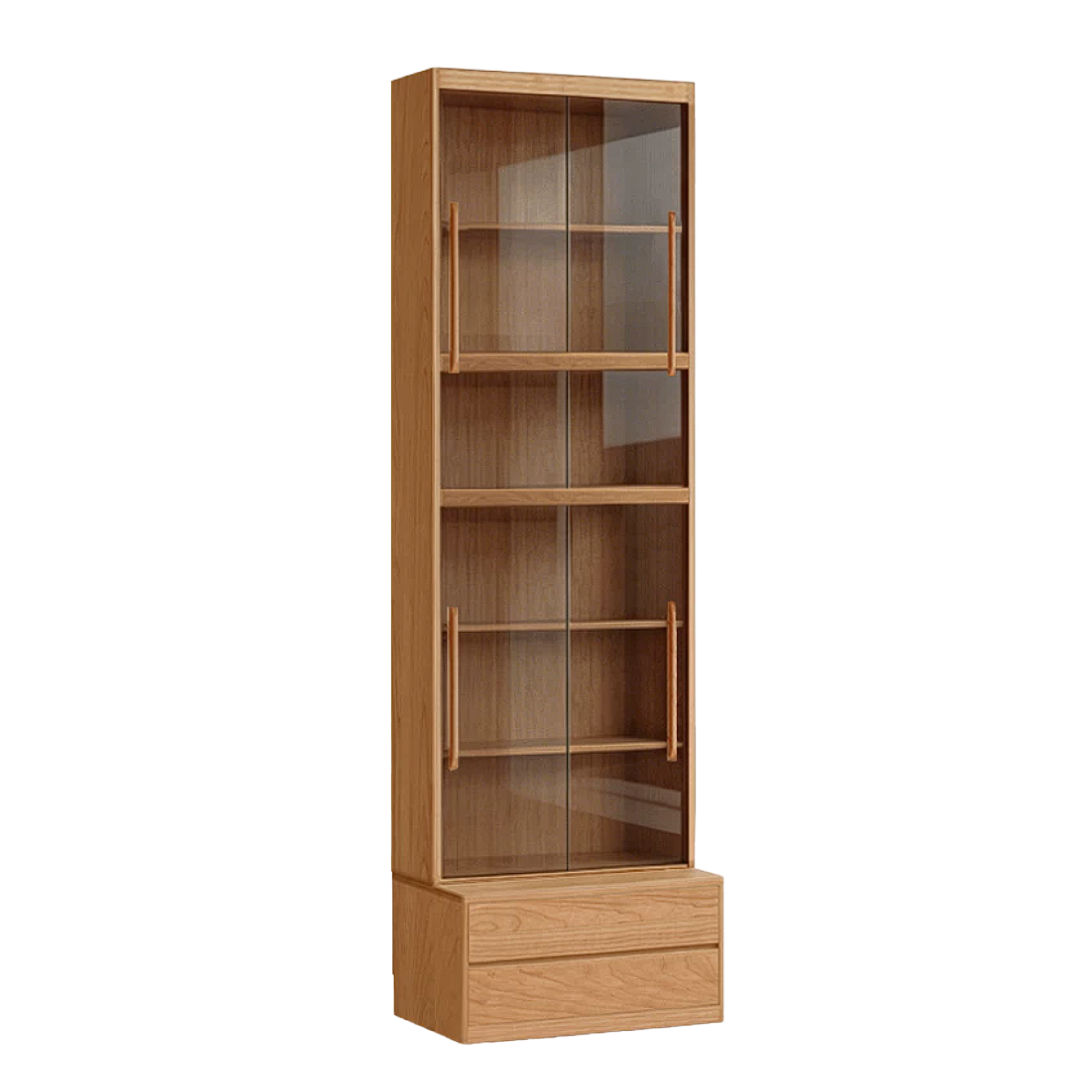 Cherry Solid Wood Bookcase Combination Glass Cabinet