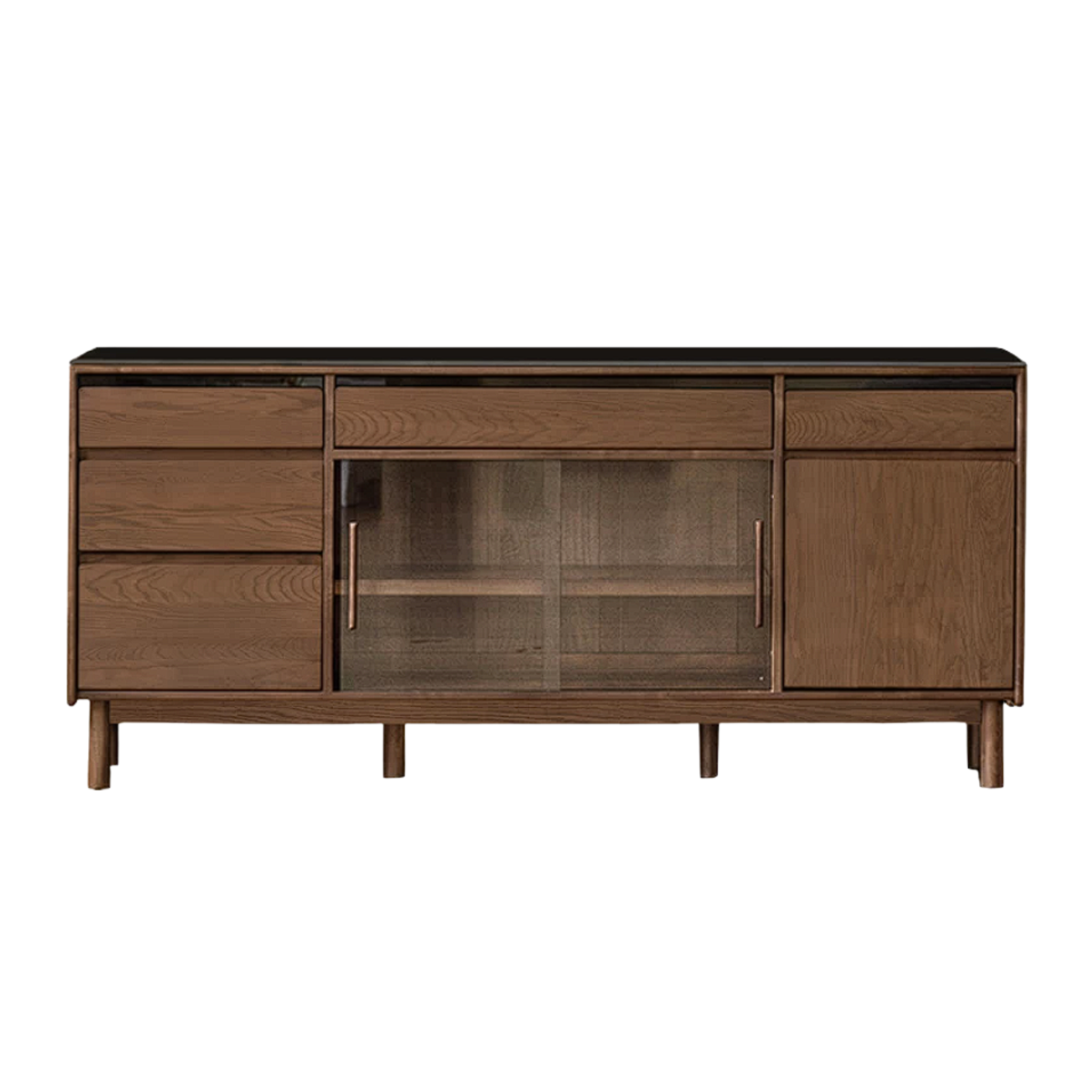 Black Walnut, Sandalwood Solid Wood Light Luxury Rock Plate Sideboard