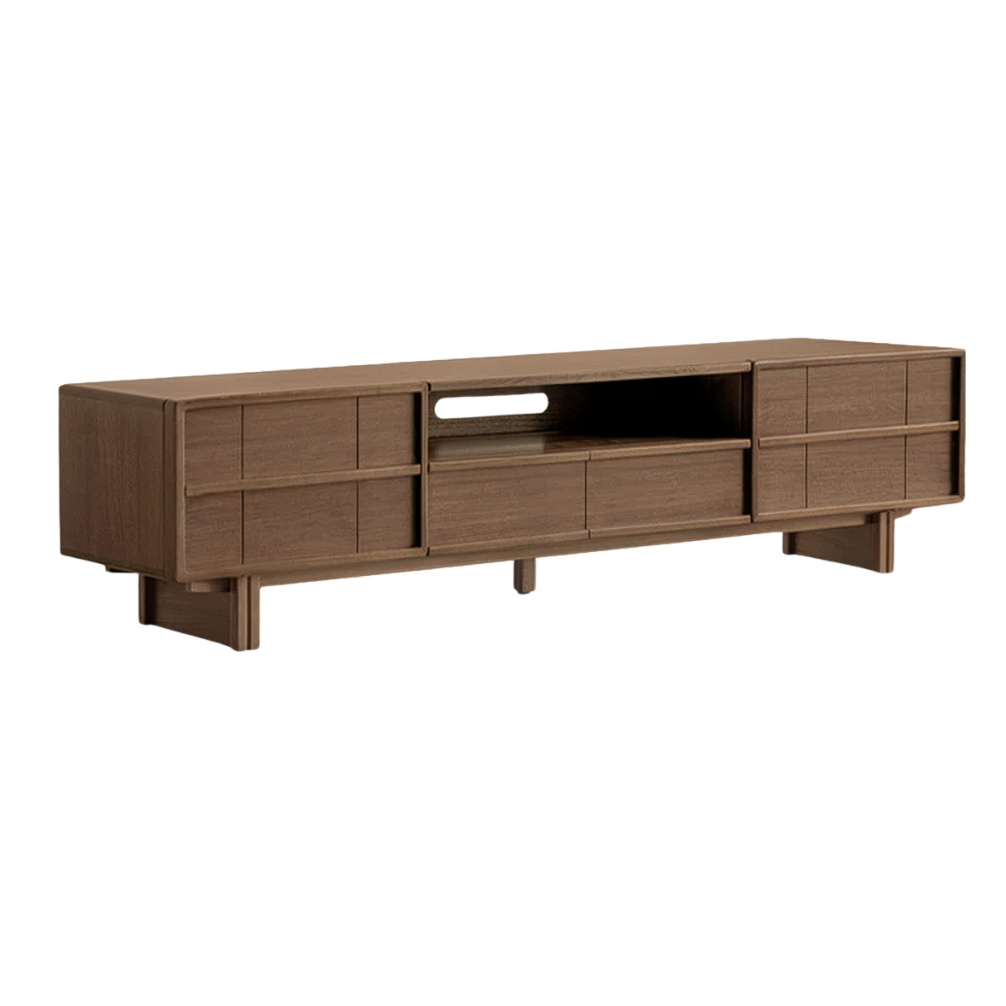 Black Walnut, Golden Sandalwood Solid Wood TV Cabinet with Aesthetic Style and Storage Drawers
