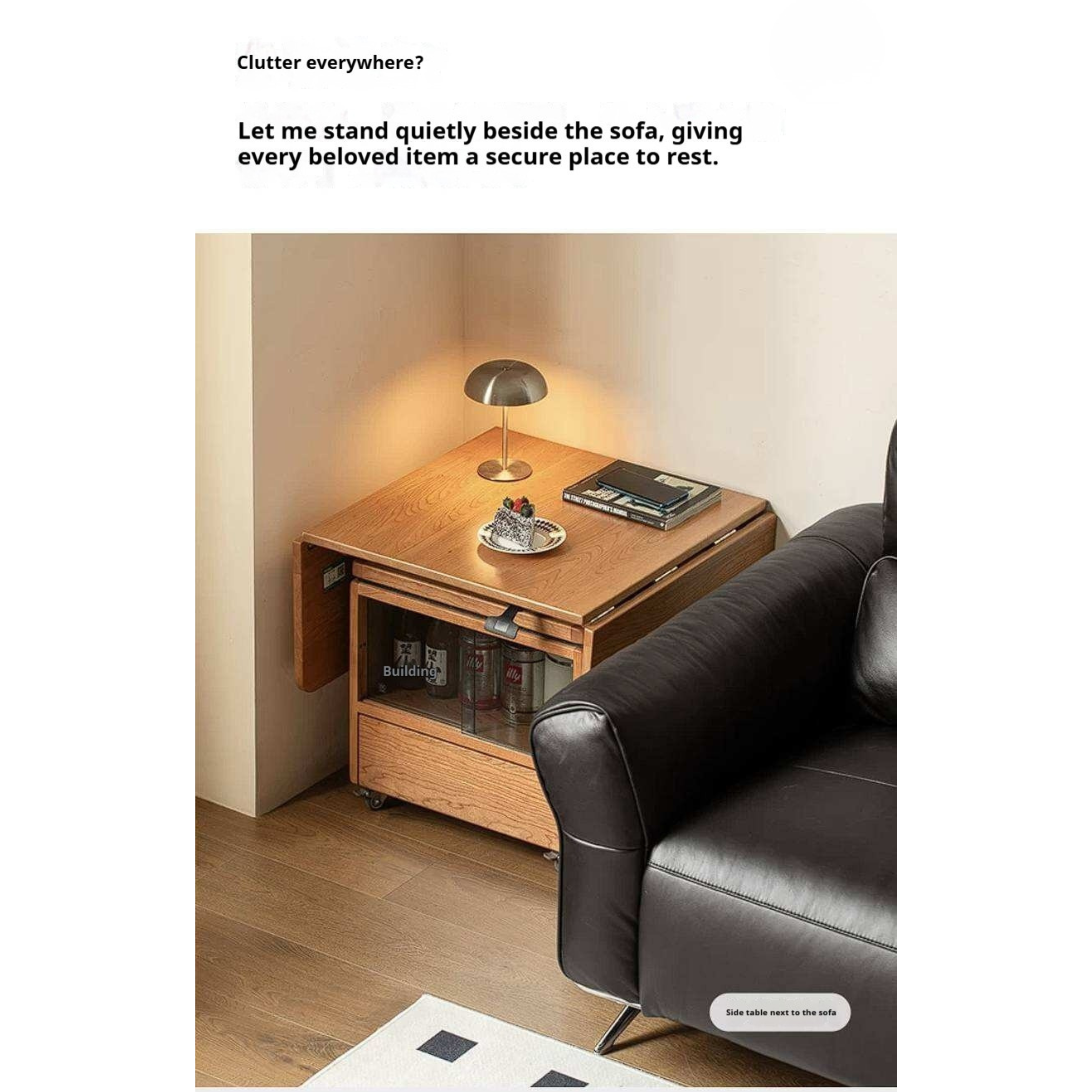 Cherry Solid Wood Folding Coffee Table with Lift-Top Dual Function Design