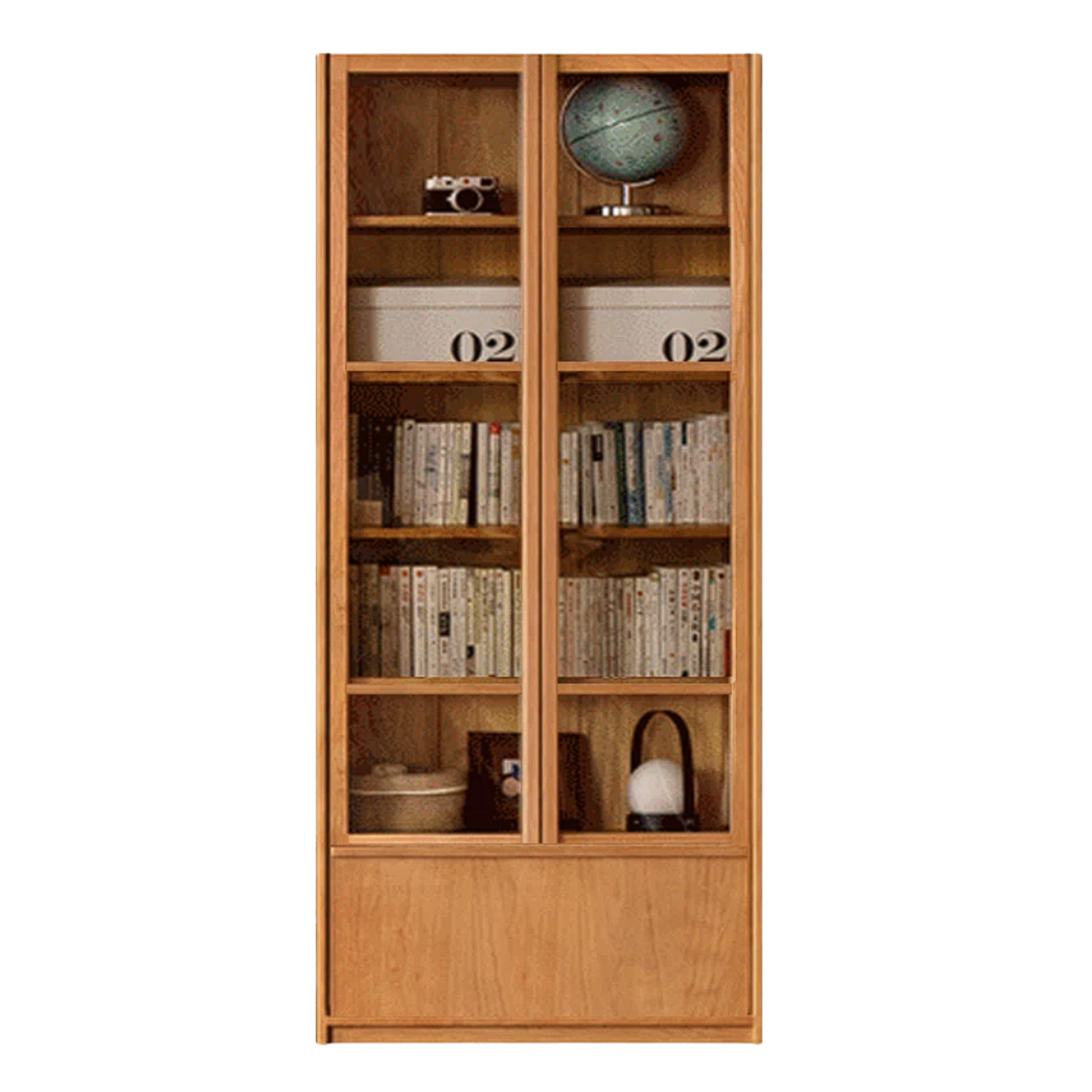 Cherry Solid Wood Bookcase Display Storage Cabinet for Study