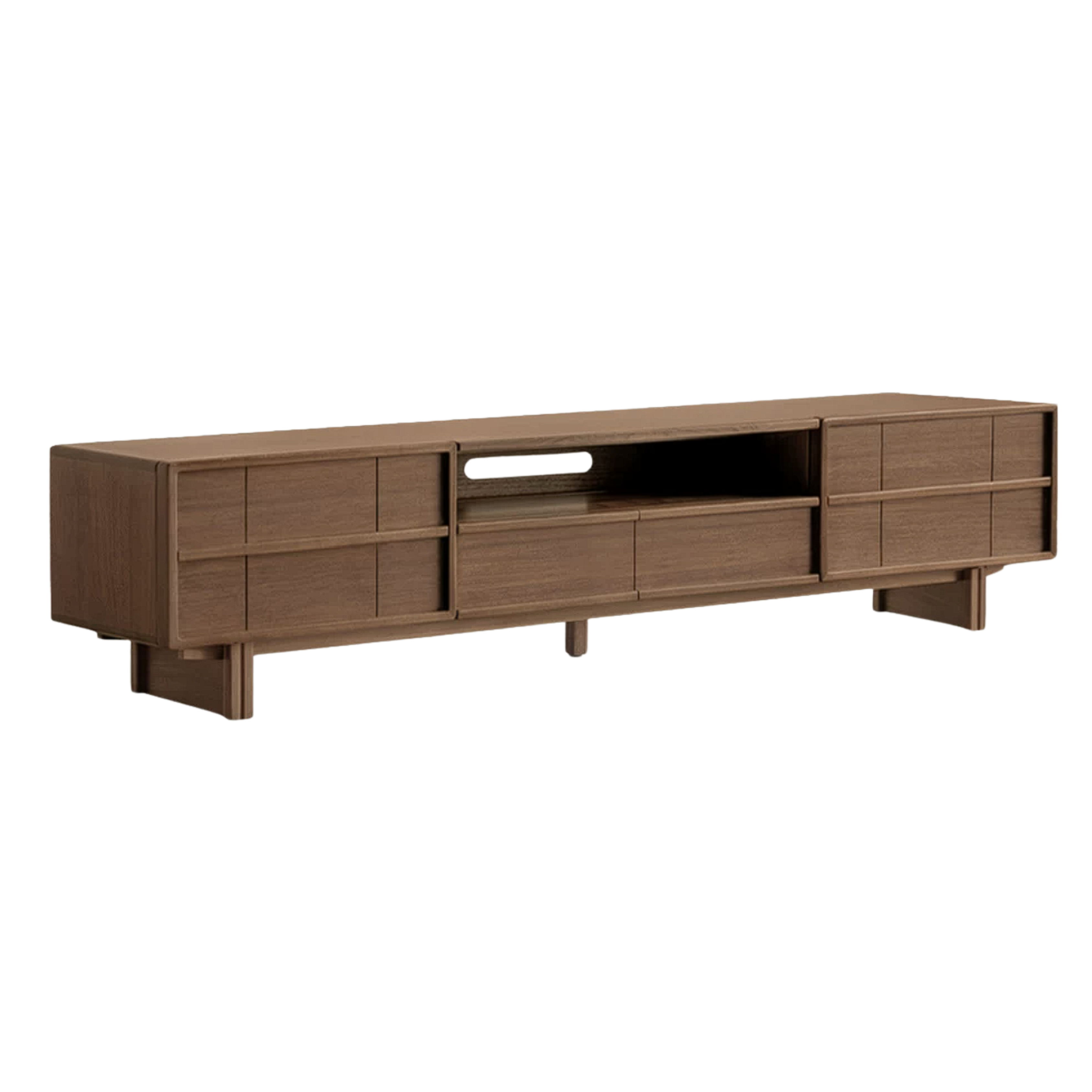 Black Walnut, Golden Sandalwood Solid Wood TV Cabinet with Aesthetic Style and Storage Drawers