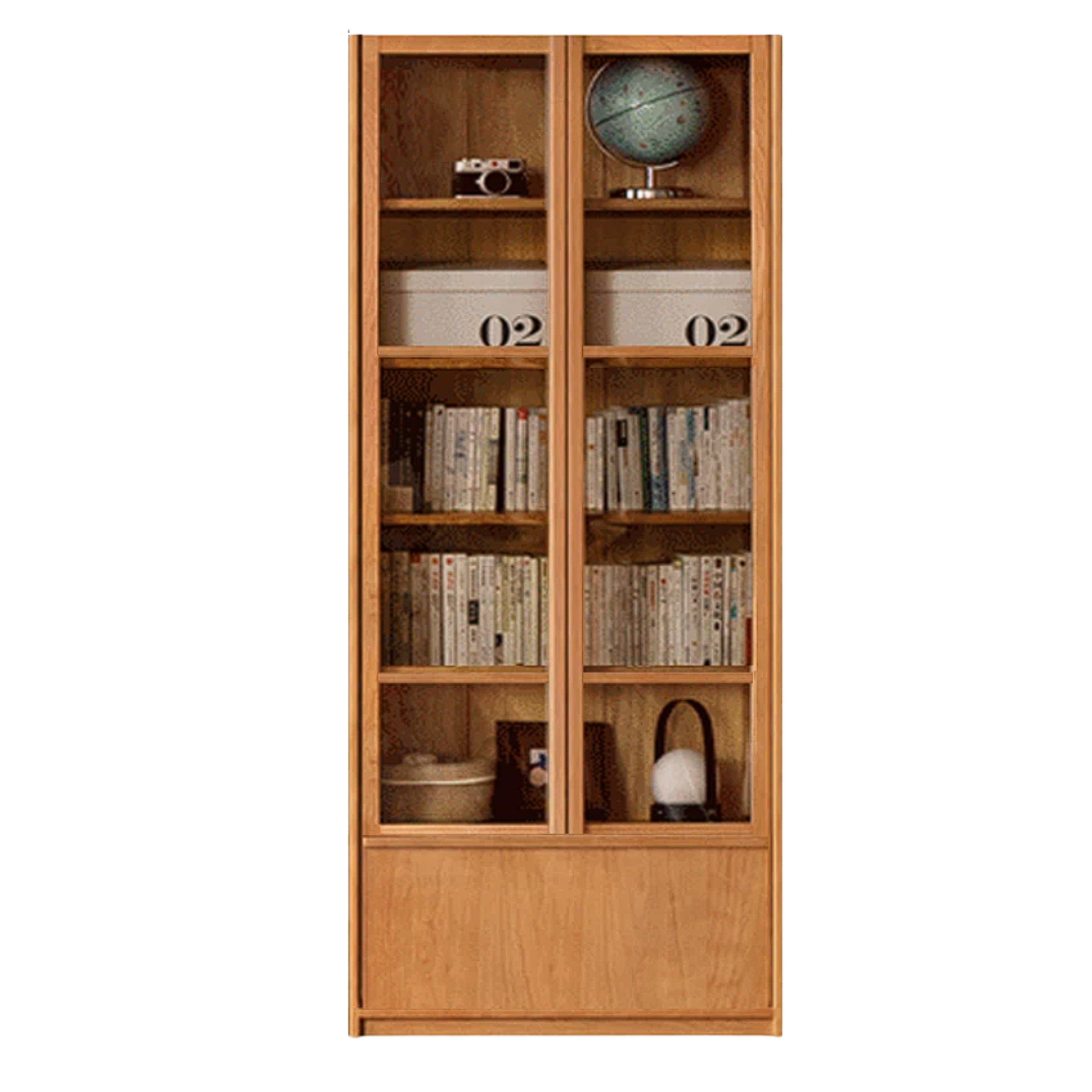 Cherry Solid Wood Bookcase Display Storage Cabinet for Study