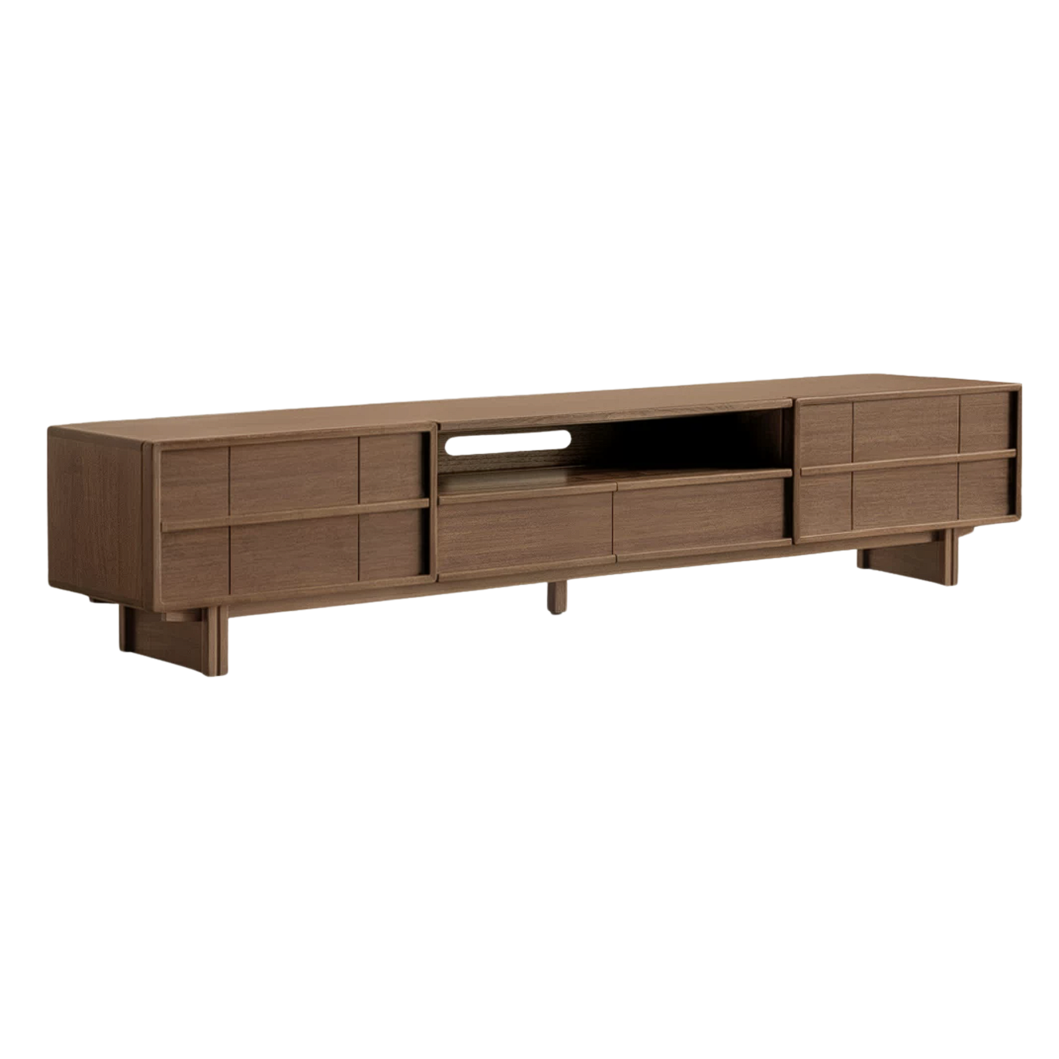 Black Walnut, Golden Sandalwood Solid Wood TV Cabinet with Aesthetic Style and Storage Drawers