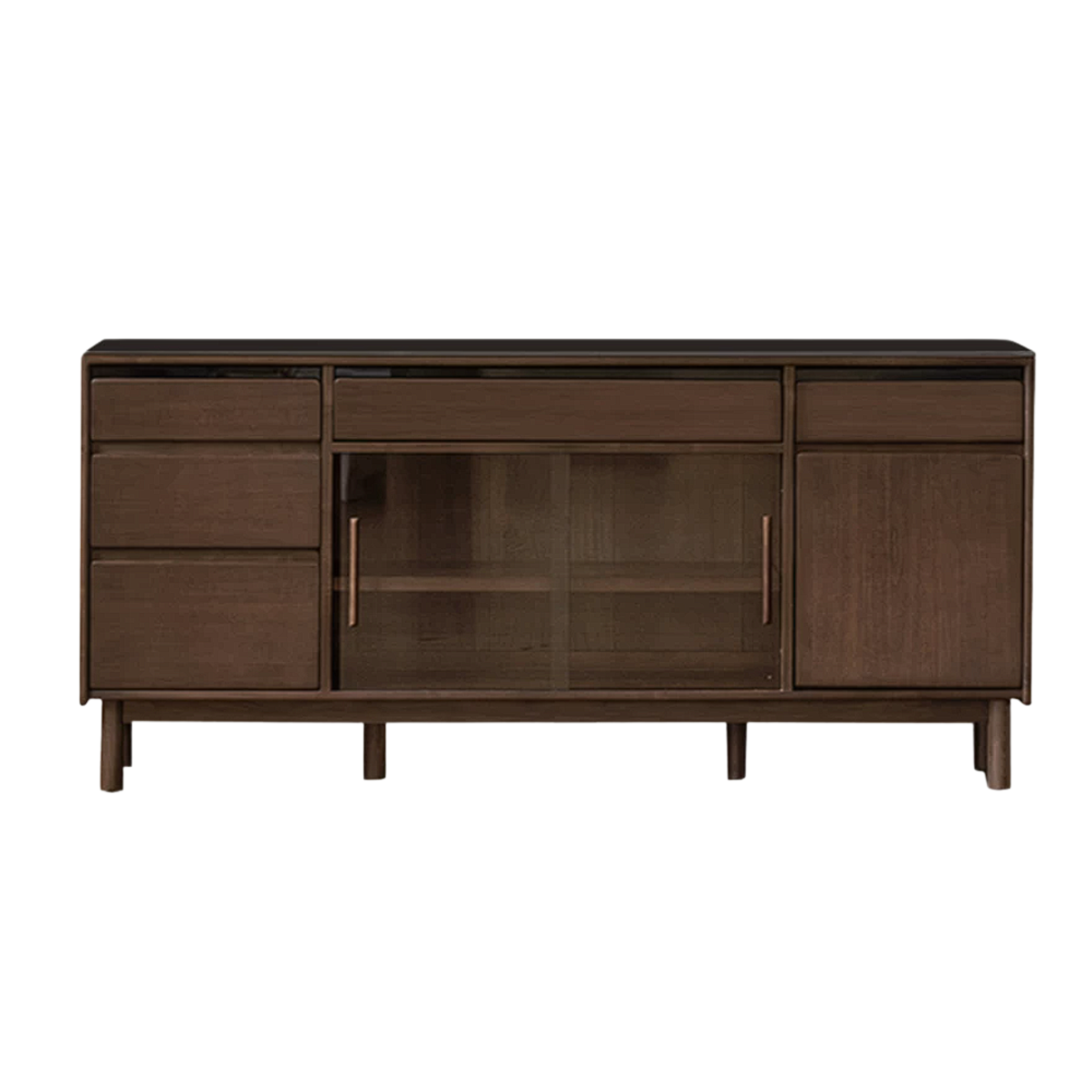 Black Walnut, Sandalwood Solid Wood Light Luxury Rock Plate Sideboard