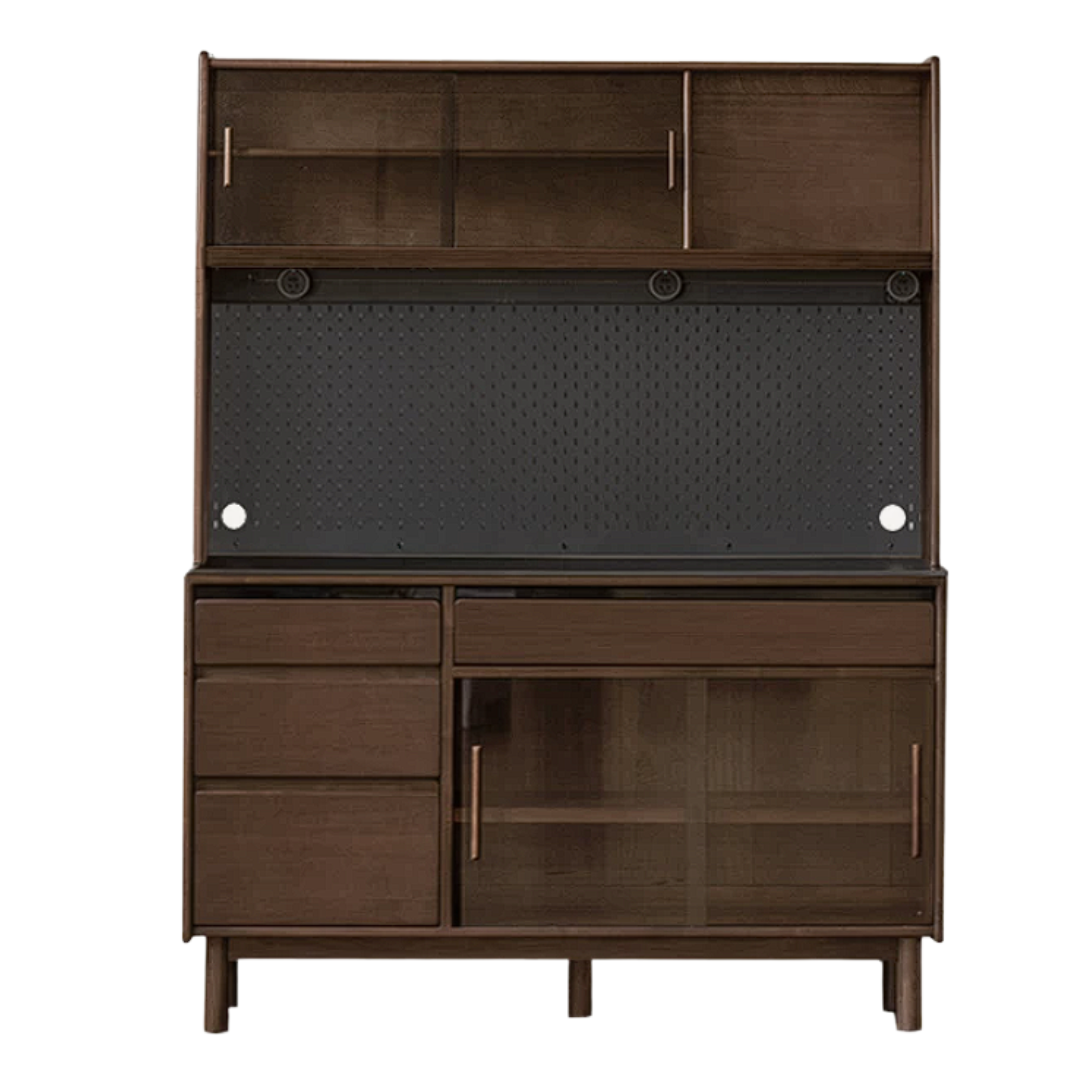 Black Walnut, Sandalwood Solid Wood Light Luxury Rock Plate Sideboard