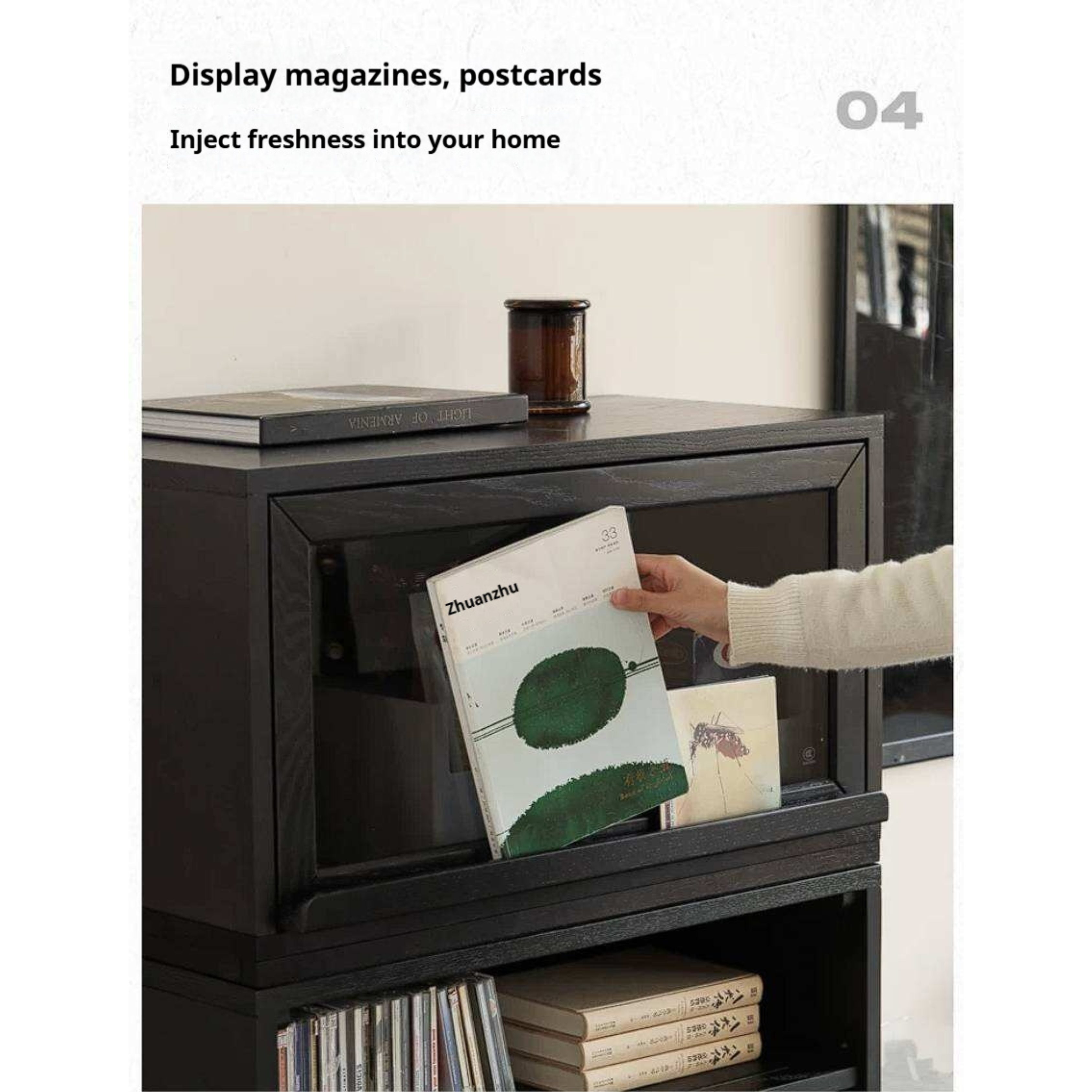 Oak Solid Wood TV Cabinet Modular with Modern Minimalist Storage