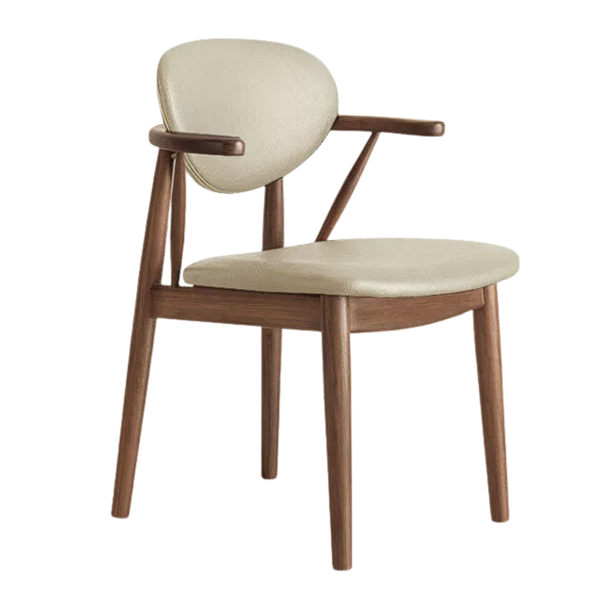 4 pcs Black Walnut, Oak, Sandalwood, Ash Curved Dining Chair with Open Armrest