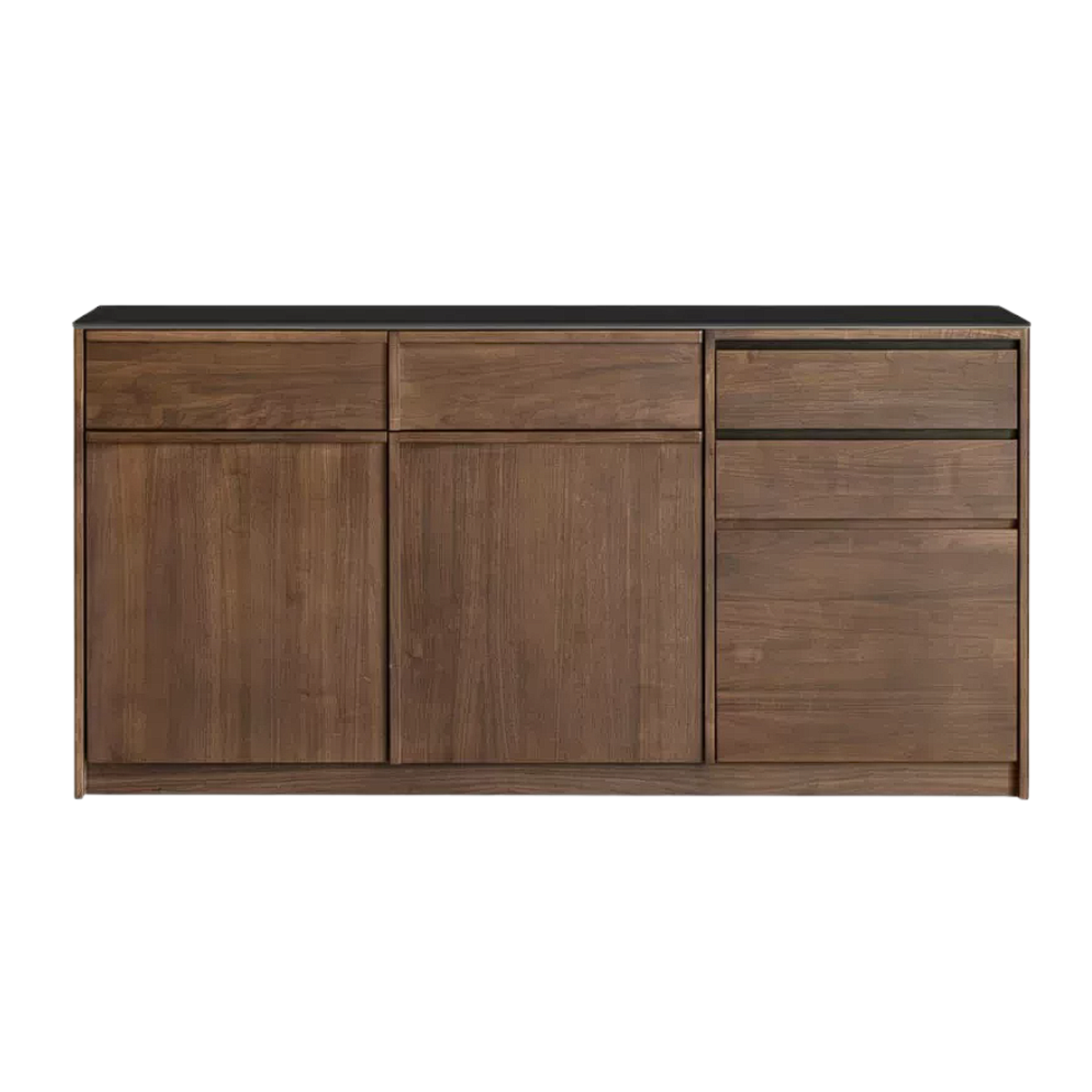 Black Walnut Solid Wood Sideboard with Slate Top, Storage Cabinet for Dining Room